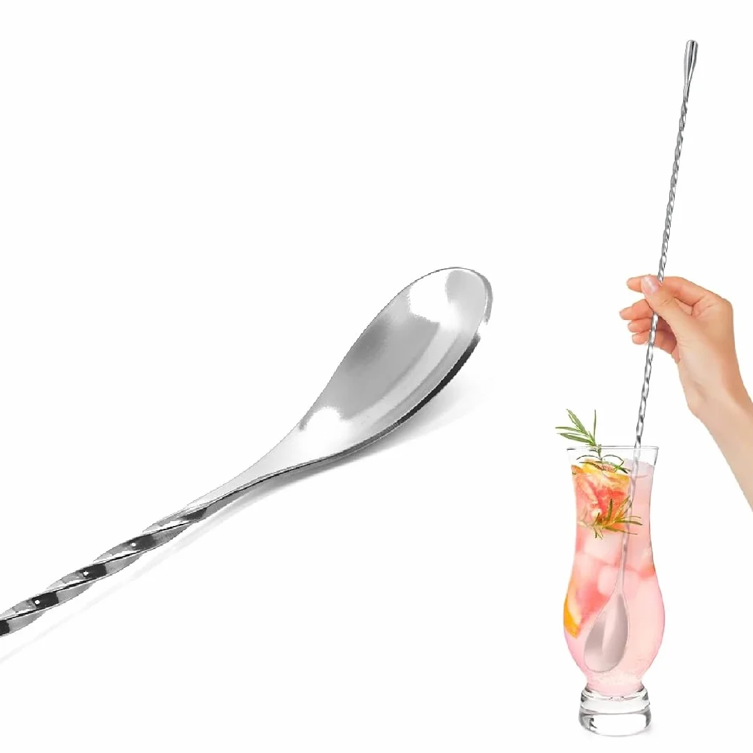 Profesjonalna łyżka barowa ze stali nierdzewnej, spiralna do koktajli, martini, kawy