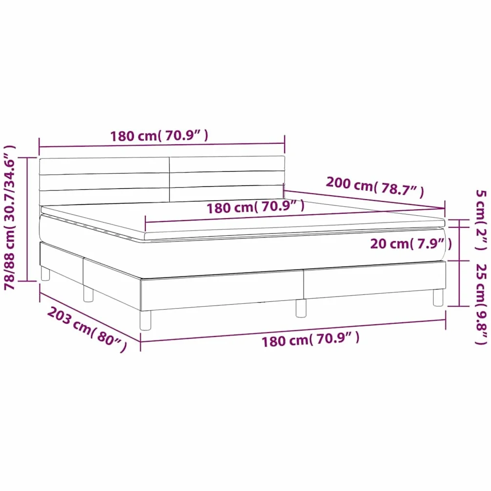 tkanina LED regulowany zagłówek kontynentalne 180x200cm czarny | Łóżko kontynentalne 180x200 z materacem sprężynowym LED, czarna tkanina z regulowanym zagłówkiem do sypialni