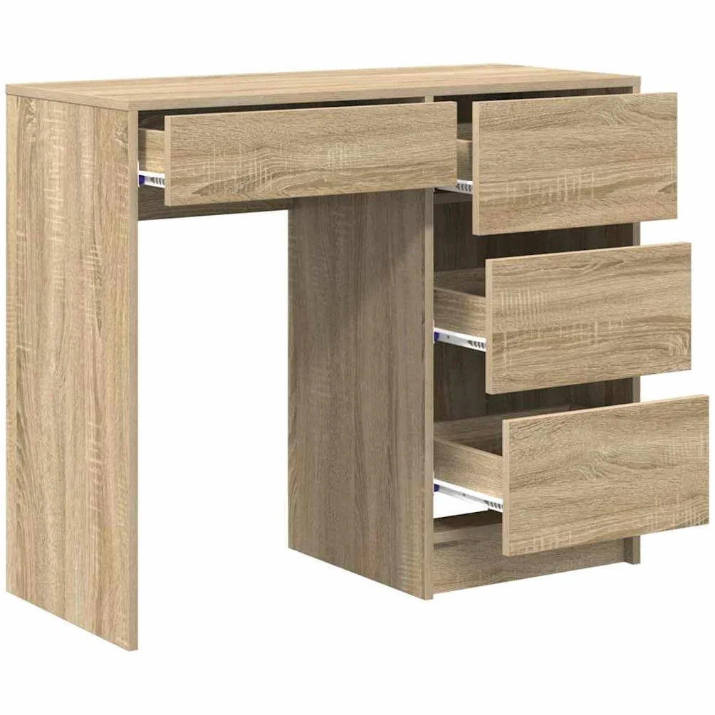 Biurko dąb Sonoma materiał drewnopochodny 90 x 37,5 x 75 cm z szufladą miejsce do przechowywania do domu, biura, gabinetu, ergonomiczne, zajmuje mało miejsca
