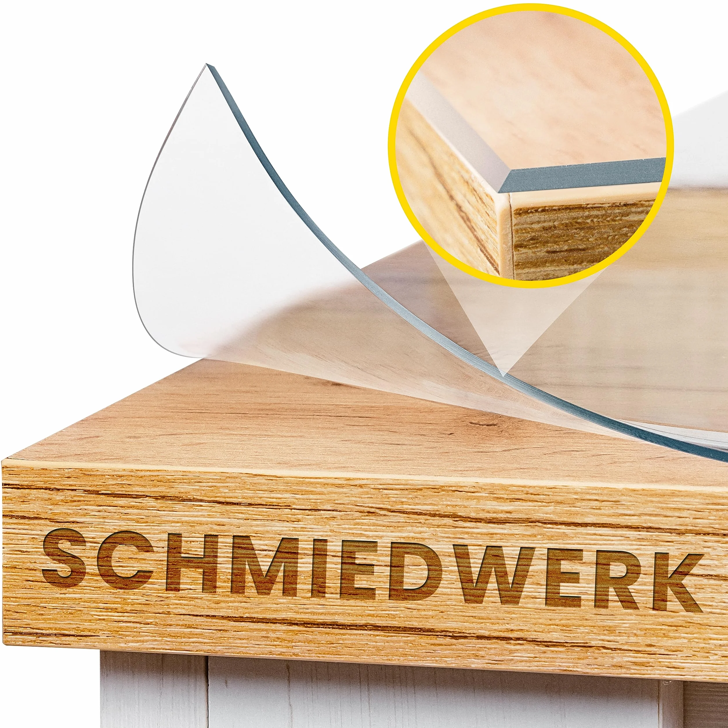 SCHMIEDWERK Przezroczysta ochrona stołu, na wymiar 2 mm, z przyjemną krawędzią – krystalicznie czysta folia ochronna na meble – folia ochronna na stół – wyprodukowano w Niemczech – mata ochronna na