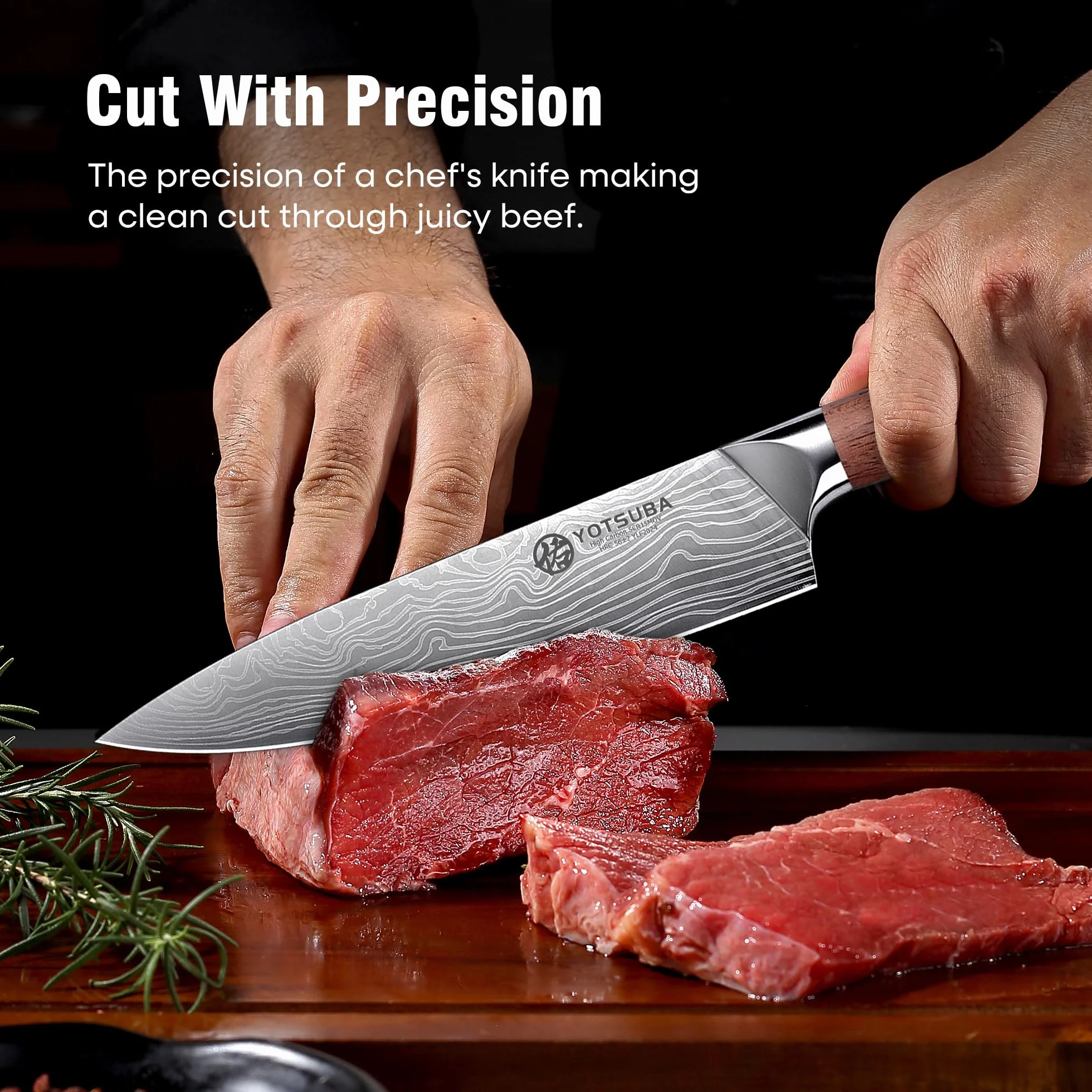 Zestaw noży YOTSUBA do każdego zadania, nierdzewny i trwały, zawierający nóż szefa kuchni i Santoku oraz wielofunkcyjny