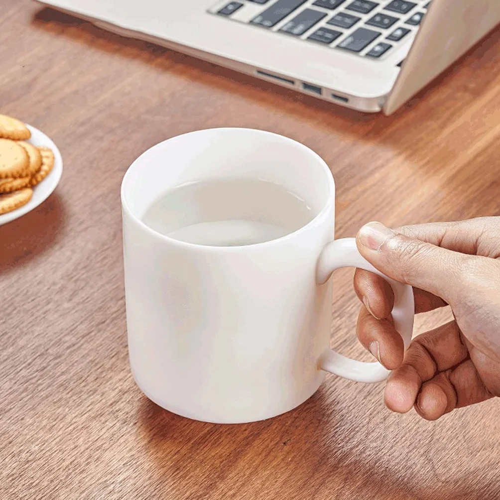 Kubek do kawy premium 400 ml, ceramiczny kubek do herbaty, wielokrotnego użytku biały prosty kubek do kawy, owca tłuszcz jadeit porcelanowy duży kubek do picia wielokrotnego użytku
