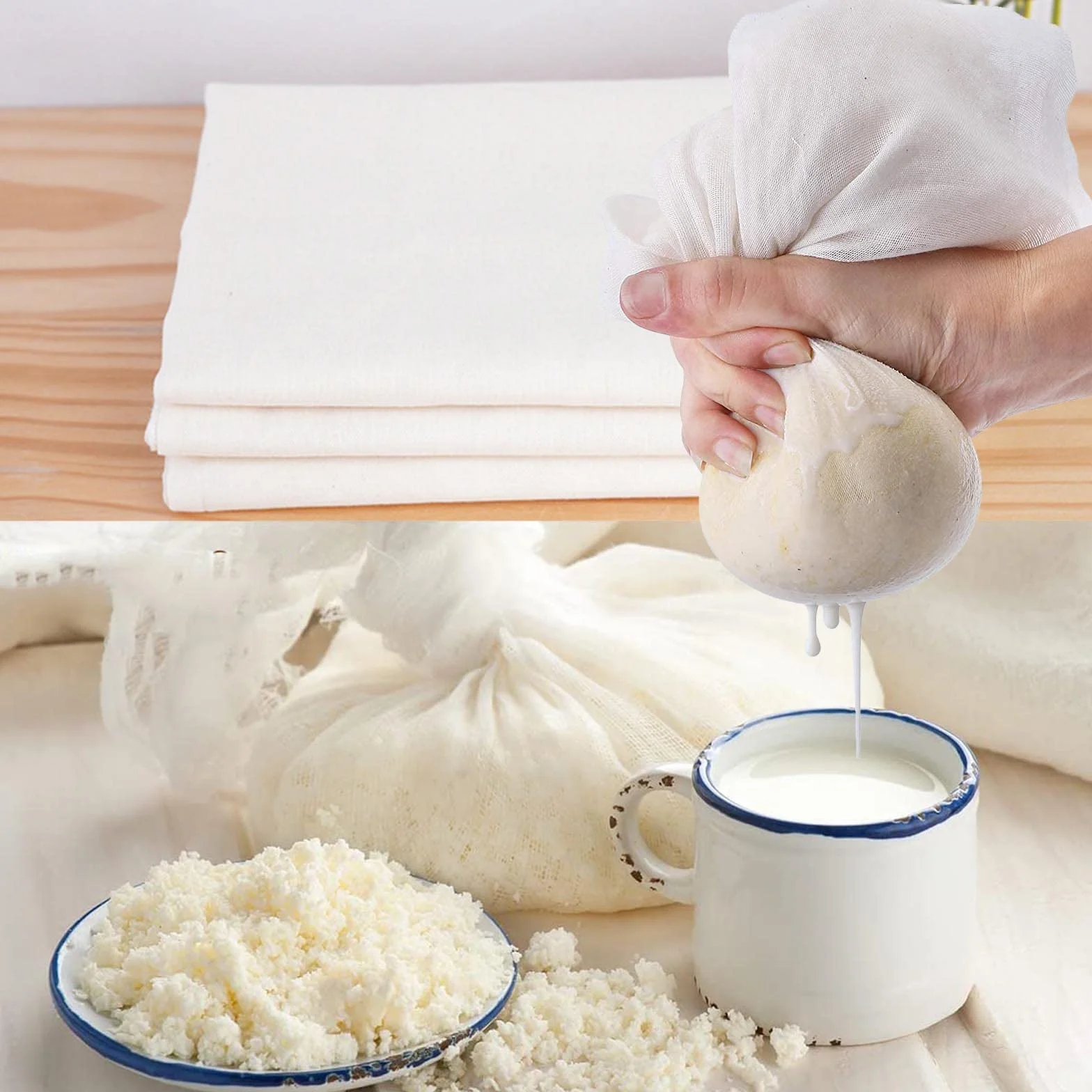 Zestaw 6 ściereczek, 100% bawełna, 50x50 cm siatka filtracyjna, ściereczka do sera do produkcji sera, ghee, żeli, jogurtu, tofu, parzone żywności, filtracja żywności