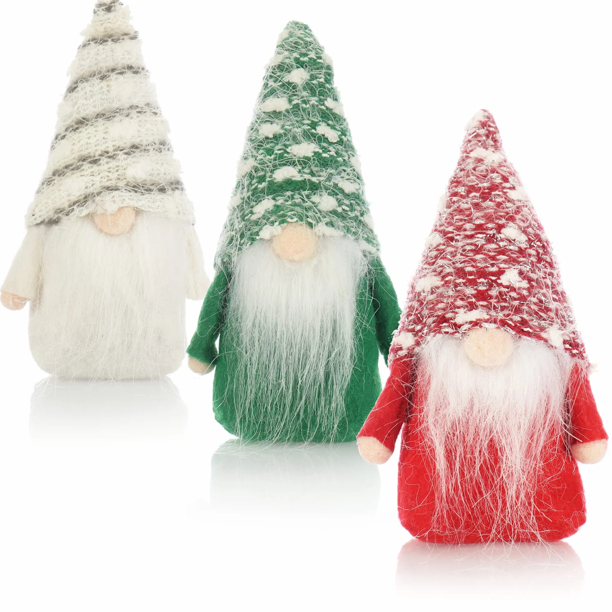 COM-FOUR® 3x Krasnale swiateczne Premium 14cm - Dekoracja swiateczna - figurka zimowego krasnoludka - przedmioty dekoracyjne - Skandynawskie trolle dekoracyjne - Szwedzki krasnal z broda