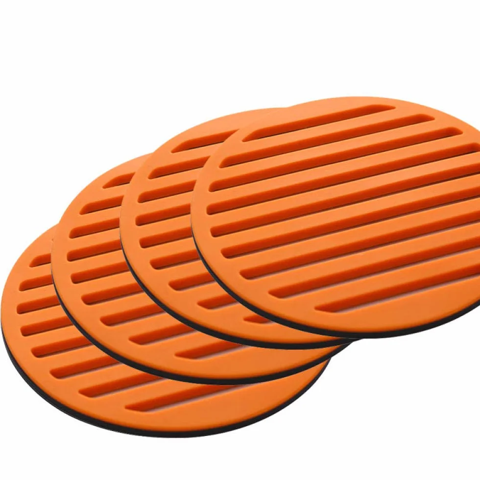 okrągła podkładka, Okrągły stół jadalny, stop silikonu, zestaw mat izolacyjnych, podkładka pod garnek, miskę, talerz, niebieski(Orange (4 Pieces))