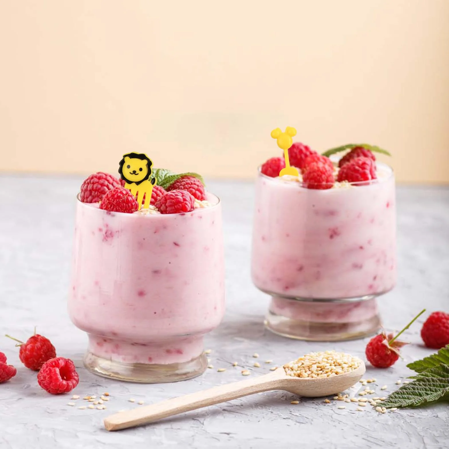 60 sztuk widelców do owoców, mini widelczyki do owoców, z kreskówki, plastikowe akcesoria do pudełek na lunch dla dzieci, wielokrotnego użytku, wykałaczki na owoce, do deserów, owoców,