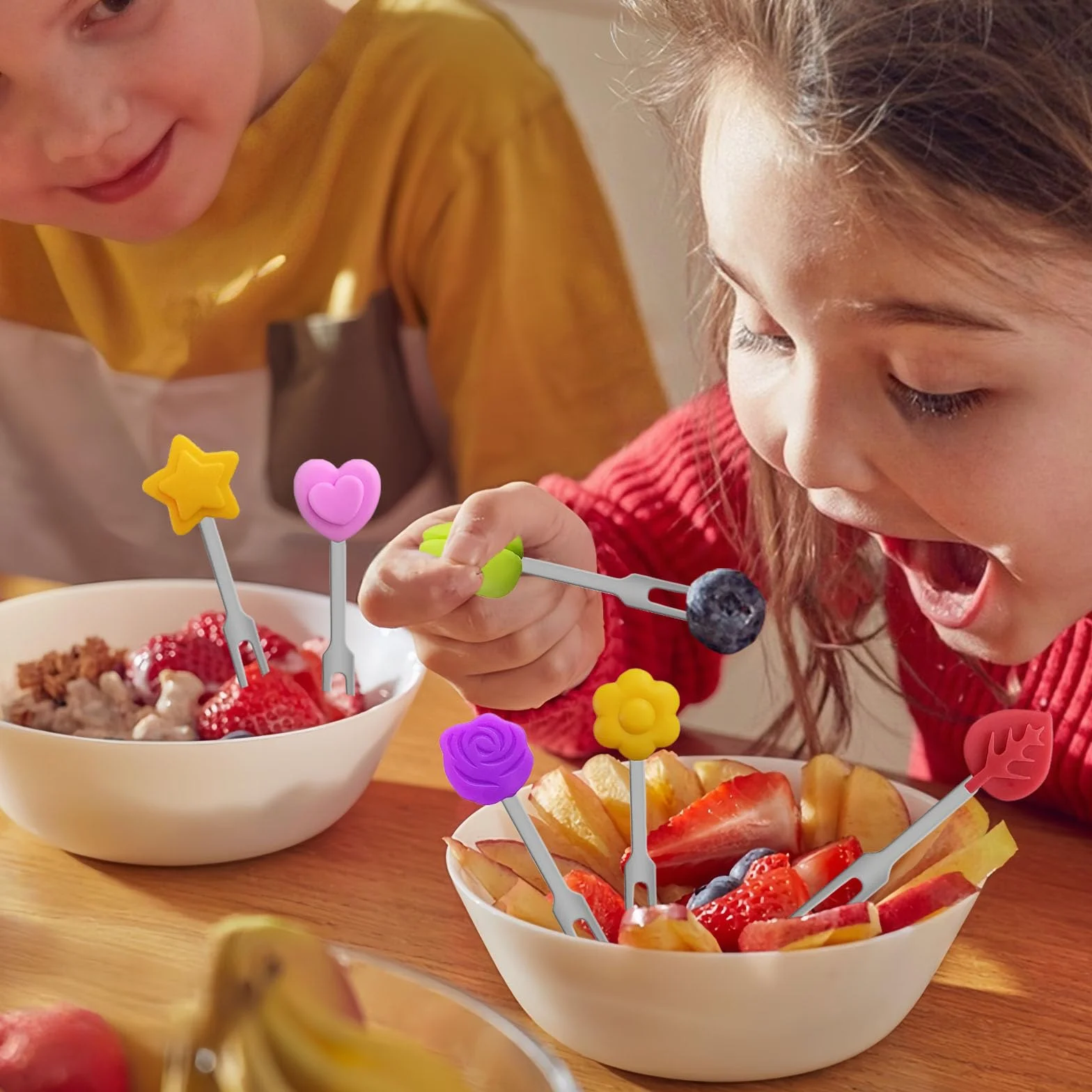 Piekser 6 sztuk widelczyków do owoców dla dzieci, widelczyki do owoców dla dzieci, mini widelce dla dzieci, pudełko śniadaniowe, Piekser dla dzieci, na lunch, imprezę, popołudniową herbatę