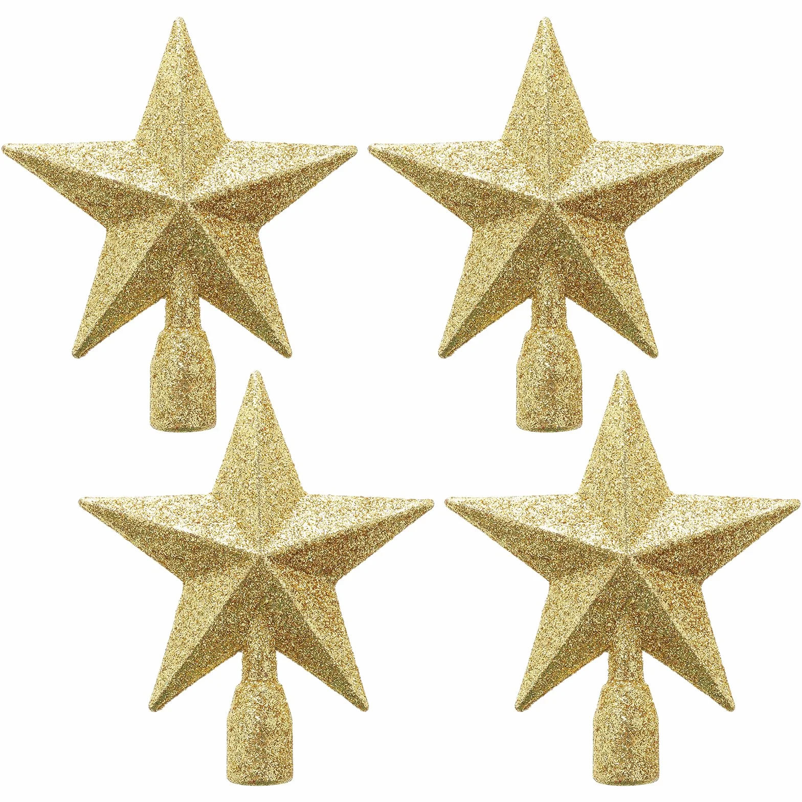 WLLHYF Brokatowa gwiazda ozdoba na choinkę 10 cm ozdoby choinkowe z gwiazdą, błyszcząca, gwiazda, wierzchołek drzewa, ozdoba świąteczna, dekoracja domu, 4 szt. (złoty)