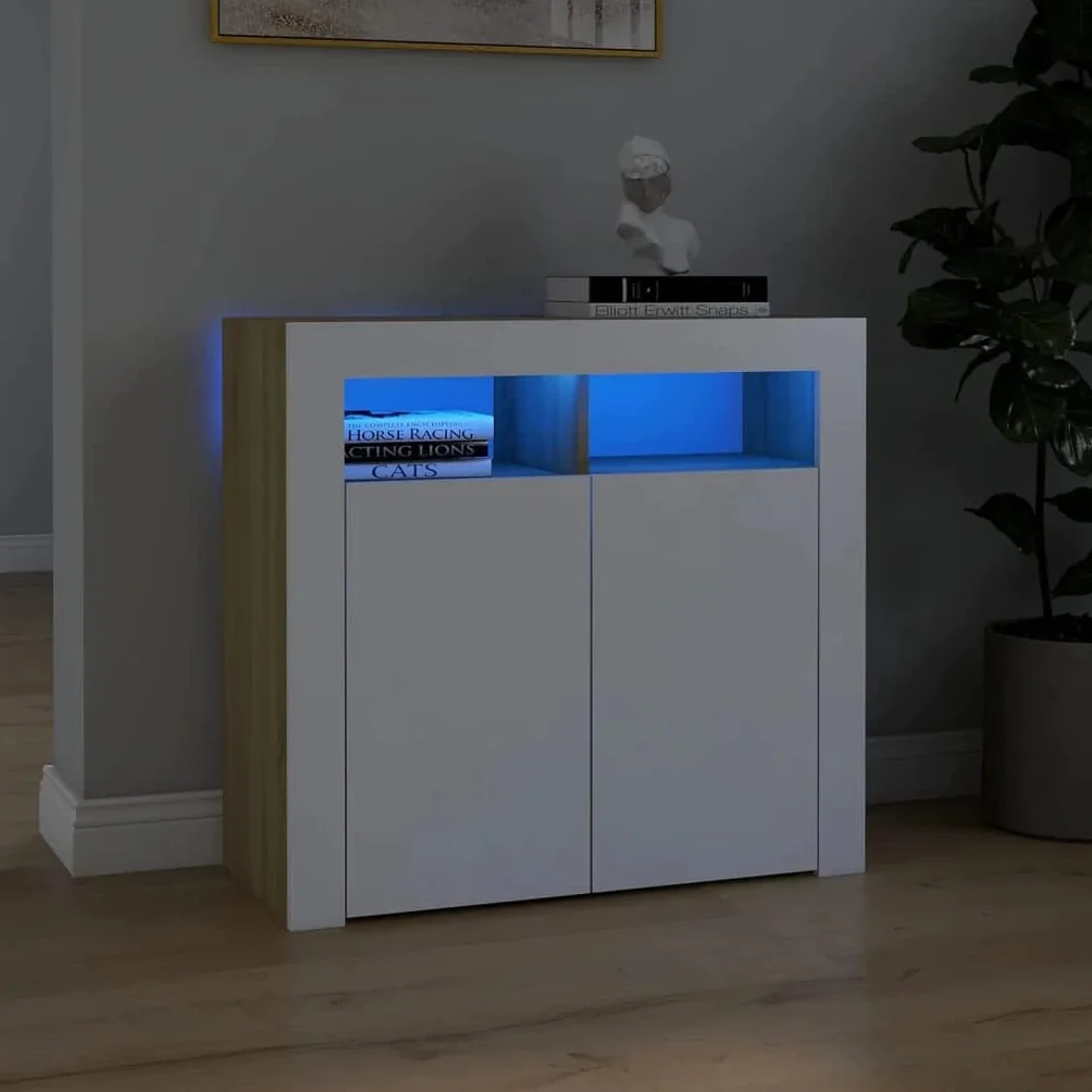 vidaXL Szafka z oświetleniem LED, biała, 115,5 x 30 x 75 cm