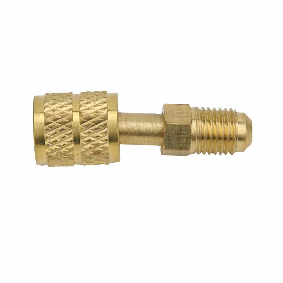 Nowy mosiężny adapter AC R410A do 1/4 "męskiego na 5/16" żeńskiego z wężem do napełniania rdzenia zaworu do pompy wysokiej jakości