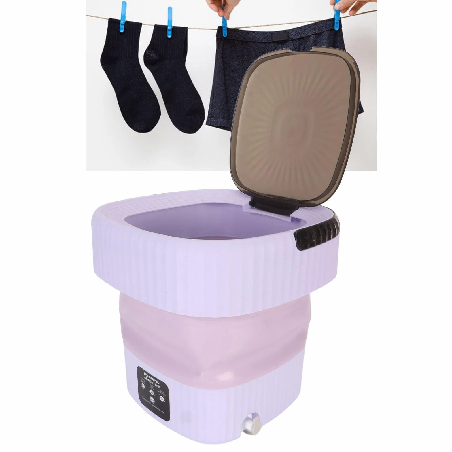 Przenośna Pralka i Suszarka, Mini Pralka z wirówką, 3 Tryby Dokładnego Czyszczenia, Odpowiednia do mieszkań, Akademików, Kempingów, Pralni Podróżnych dla Samochodów (PURPLE)