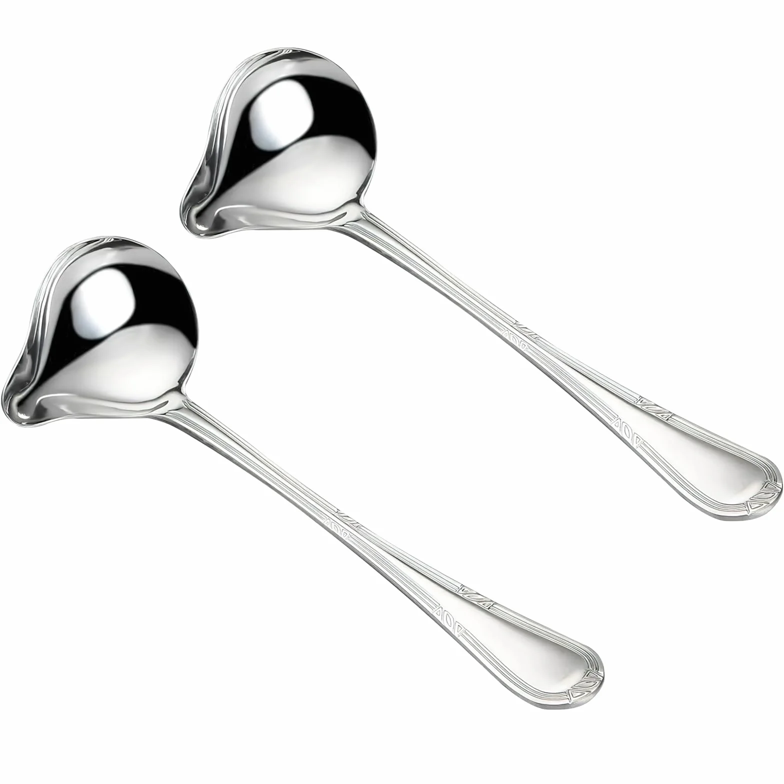 HENGBIRD 2 sztuki łopatek do sosów ze stali nierdzewnej, srebrna, 20 cm, łyżka do smażenia z dzióbkiem