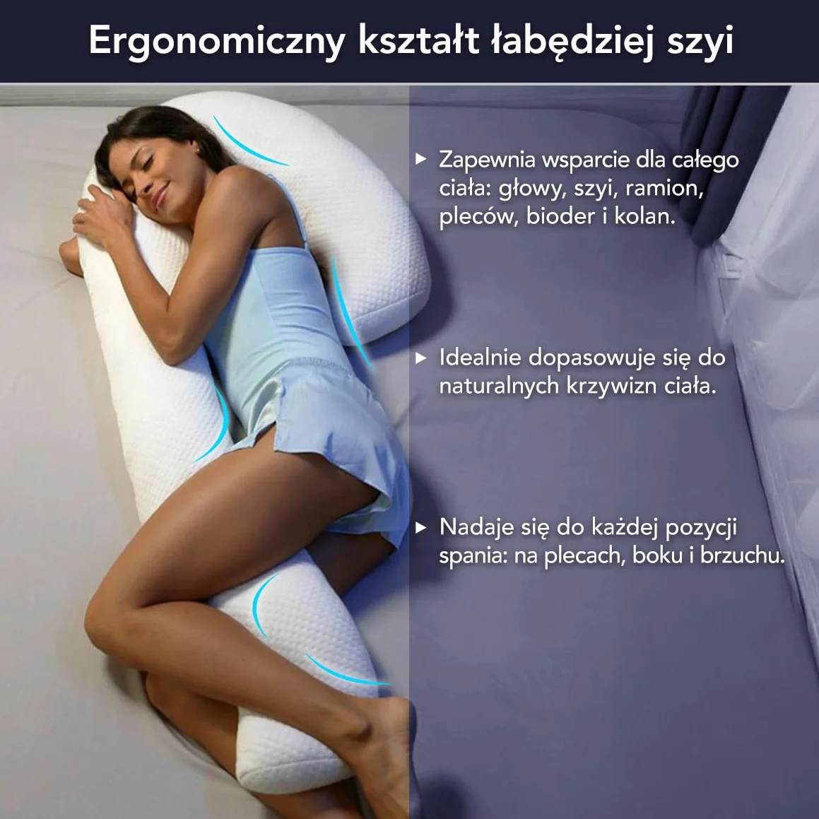 Ergonomiczna Poduszka Ciążowa XL 132x63,5x15 cm Oddychający Materiał