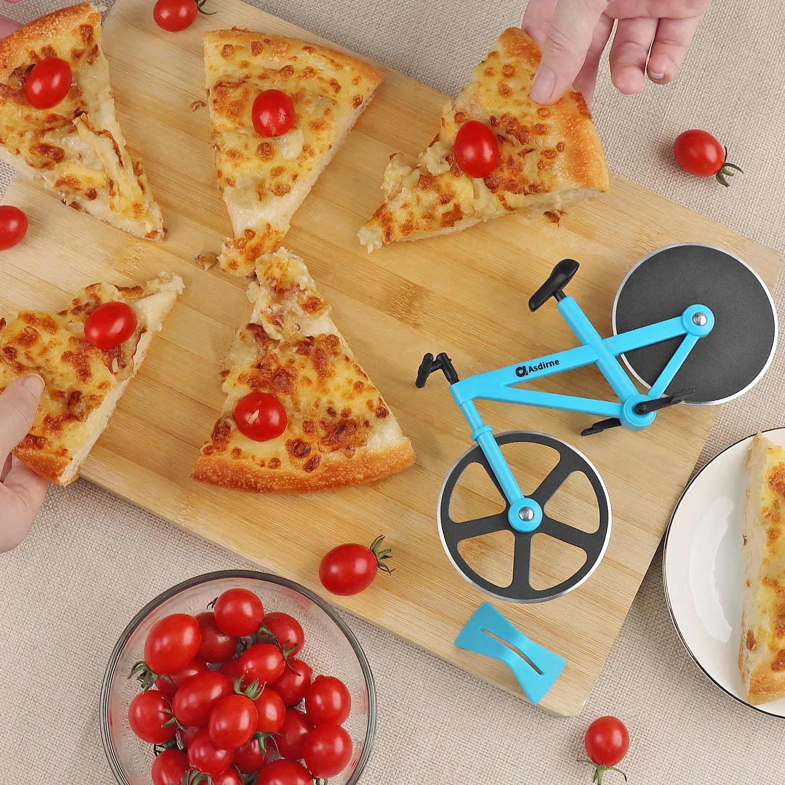 Asdirne nóż do pizzy, 19 cm nóż ze stali nierdzewnej, antyspazmatyczne ostrza, projekt rowerowy - nóż do krojenia pizzy, naleśników, ciast, ciastek, chleba i innych deserów