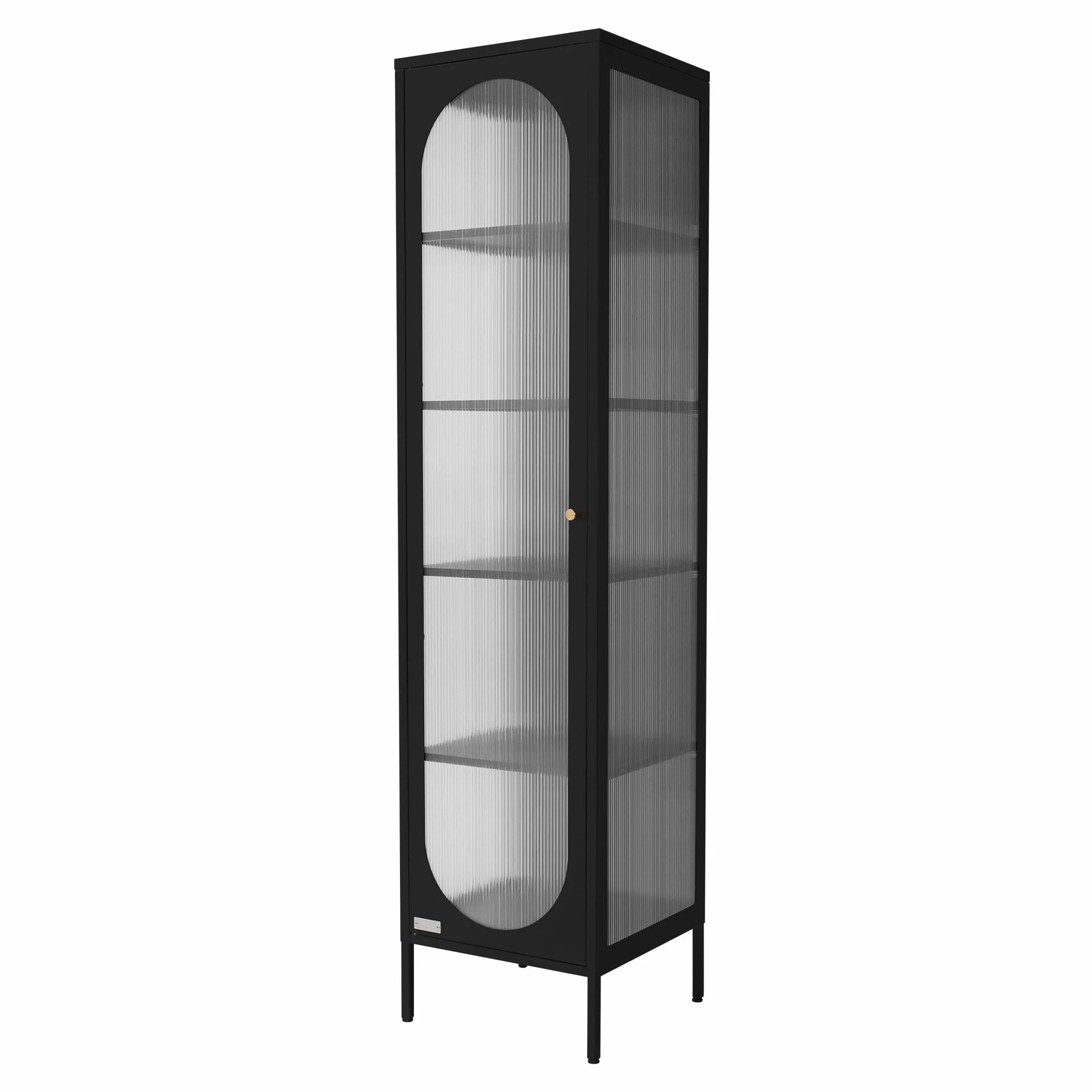 Gablota metalowa 42x175x40 cm czarna wąska z 5 półkami i drzwiami industrialna szafka na dokumenty