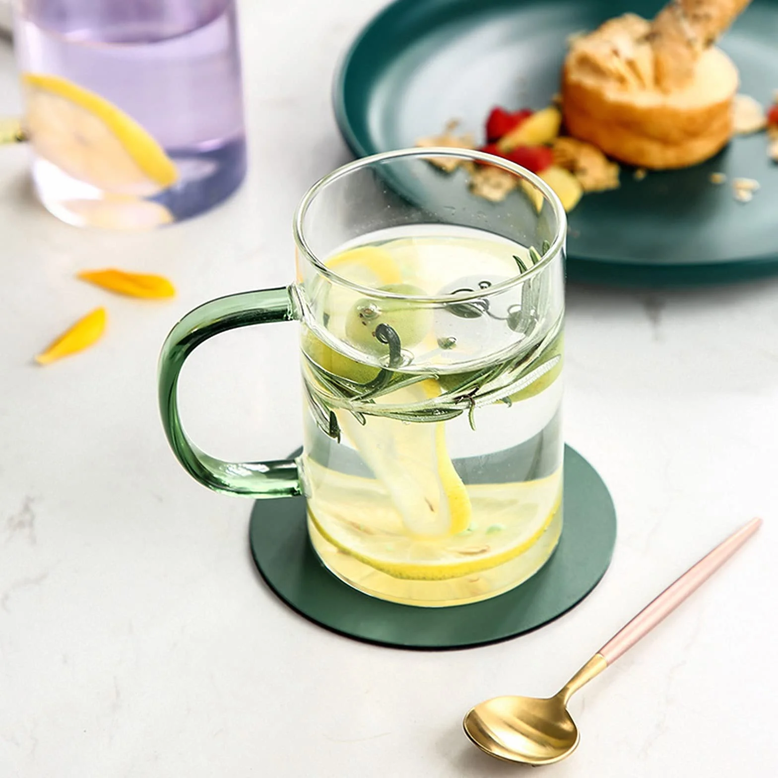 Szklane kubki do kawy 6-częściowy zestaw szklanek z uchwytem (opcjonalnie 295 ml i 350 ml) duża pojemność napój kawa whisky piwo zestaw szklanych kubków do kawy (rozmiar M)