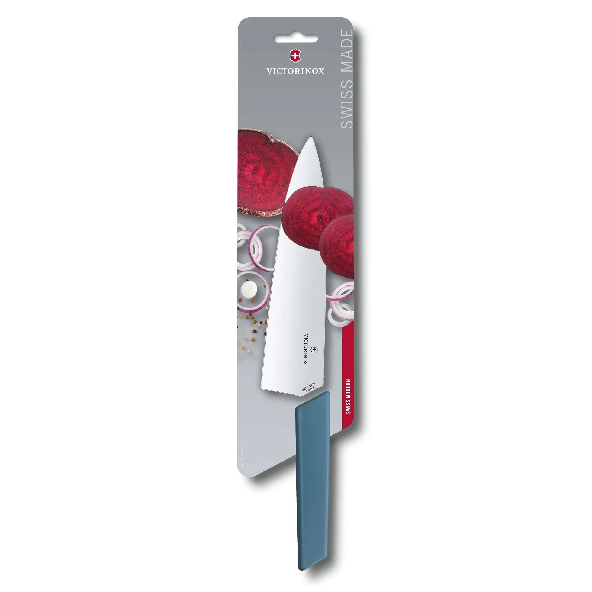 Victorinox, 6.9016.202B, Swiss Modern, Tranchiermesser, Extra scharfe Klinge, mit geradem Schliff, Robuster Kunststoff-Griff, Kornblumen-Blau, Made in Switzerland, Spülmaschinengeeignet