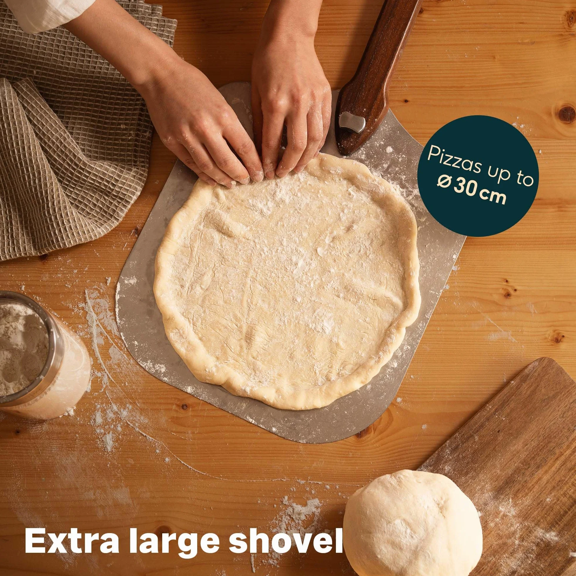 SILBERTHAL Łopata do pizzy ze stali nierdzewnej - drewniany uchwyt - łopata do pizzy podpalany chleb - profesjonalna i amatorska