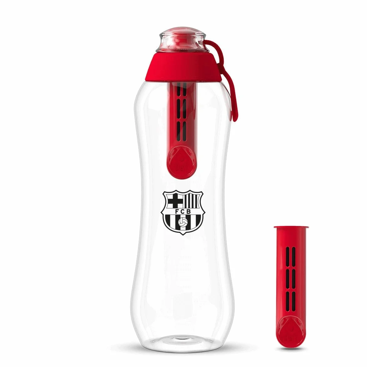 DAFI SOFT butelka filtrująca 500 ml Makowa FC Barcelona z 2 filtrami węglowymi - limitowana edycja z herbem klubu i naklejkami piłkarzy - idealna do szkoły, pracy, na siłownię i trening