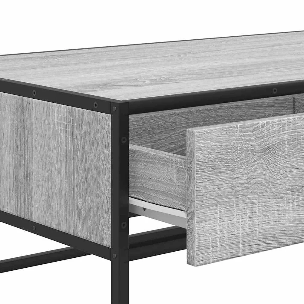 Hothingwell Stolik kawowy Sonoma szary 100x50x35 cm drewno inżynieryjne metal | Stabilna metalowa rama, odporna na korozję, wytrzymała góra, duży schowek na czasopisma i piloty zdalnego sterowania