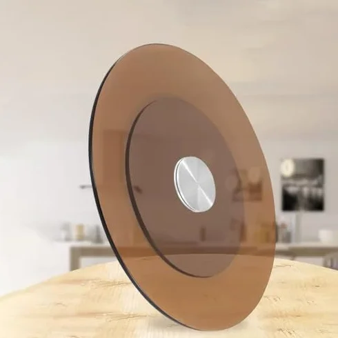 Obrotowa taca do serwowania, 61 cm okrągła płyta ze szkła hartowanego na stół w jadalni, gramofon 360°, na spotkania rodzinne, bankiety, wesela