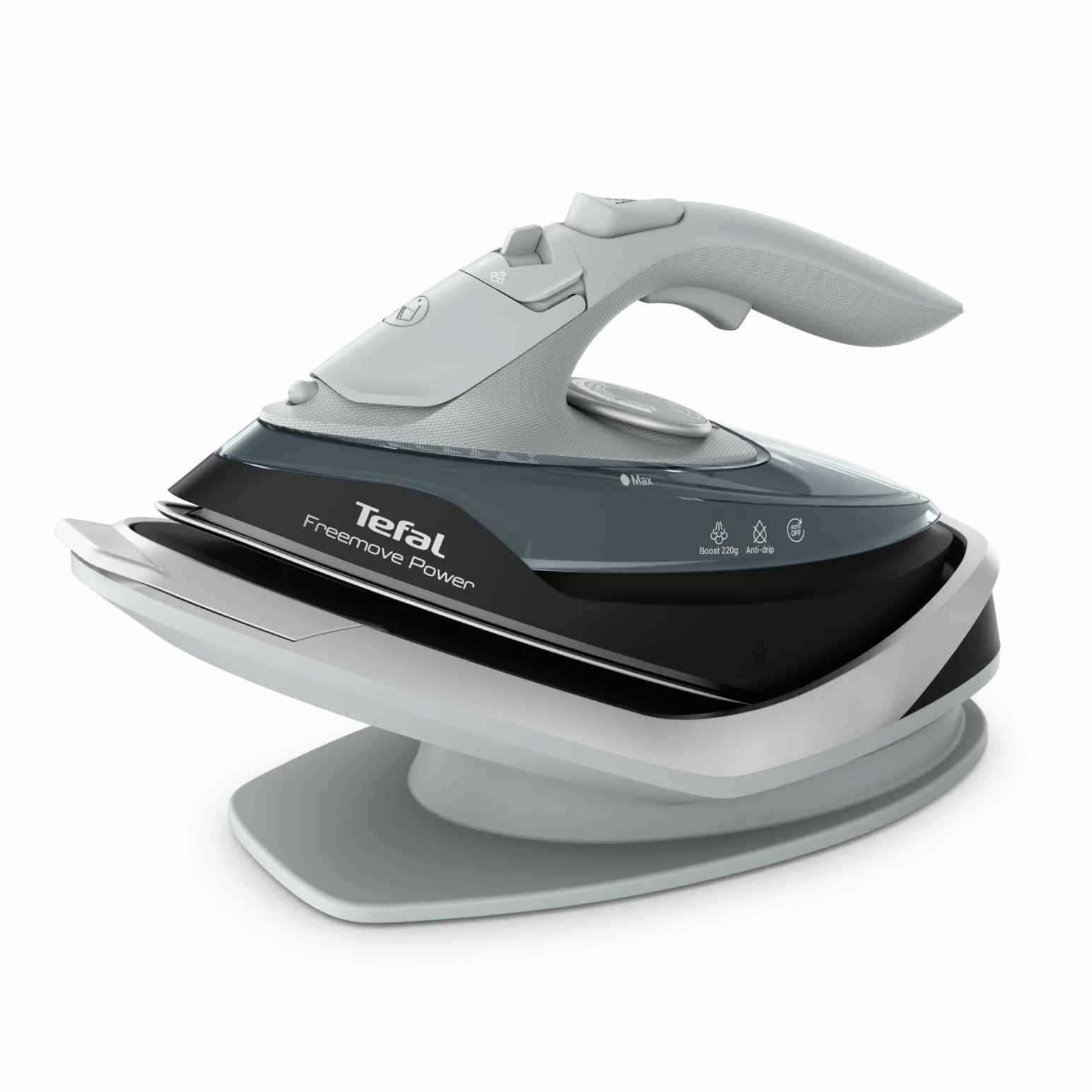 Tefal FV6670E0 Freemove Power Bezprzewodowe żelazko parowe, 2600W, auto-off, prasowanie w pionie, stały wyrzut pary 40 g/min, uderzenie pary 220 g/min, wysokiej jakości stopa ceramiczna