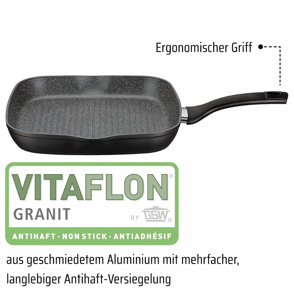 Gsw Gourmet Granit Zestaw Patelni, Aluminium, Czarny, 33x21 cm