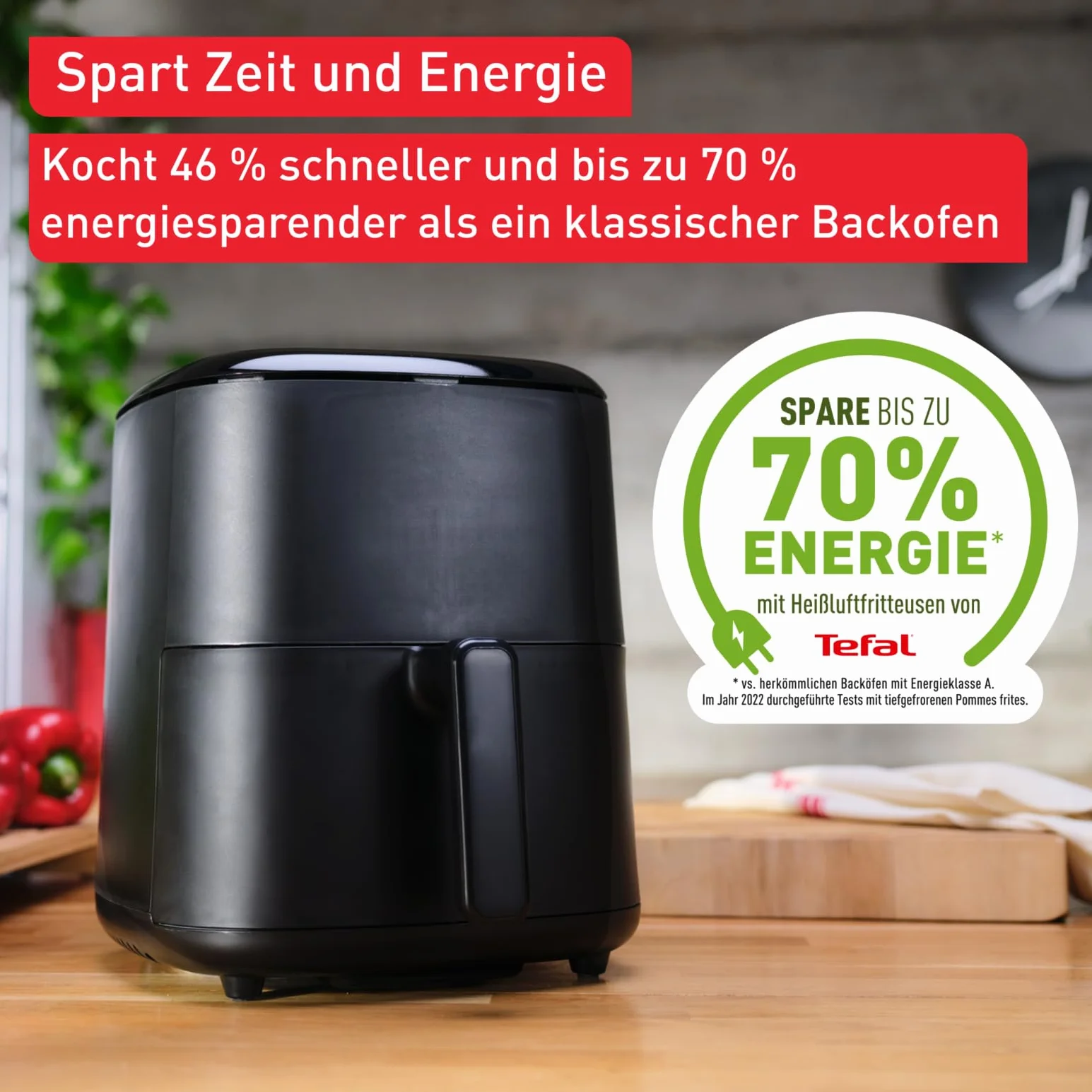 TEFAL EY2458 Easy Fry Max Frytkownica, 5 l, do 6 osób, 99% mniej tłuszczu, 10 automatycznych programów, cyfrowy ekran dotykowy, 70% mniej energii, zdrowe posiłki, części do mycia w zmywarce, czarna