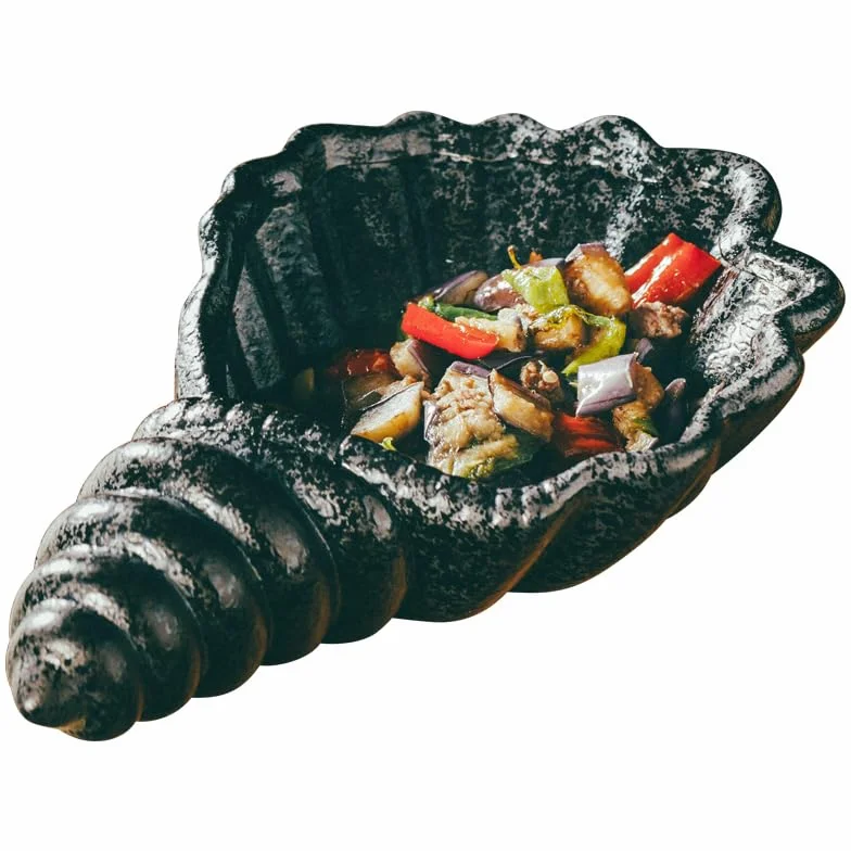 Ceramiczna zastawa stołowa Zastawa stołowa ceramiczna miska muszli i wiatr nieregularna miska na zupę specjalna osobowość restauracji danie o specjalnym kształcie do domu (Color : B)