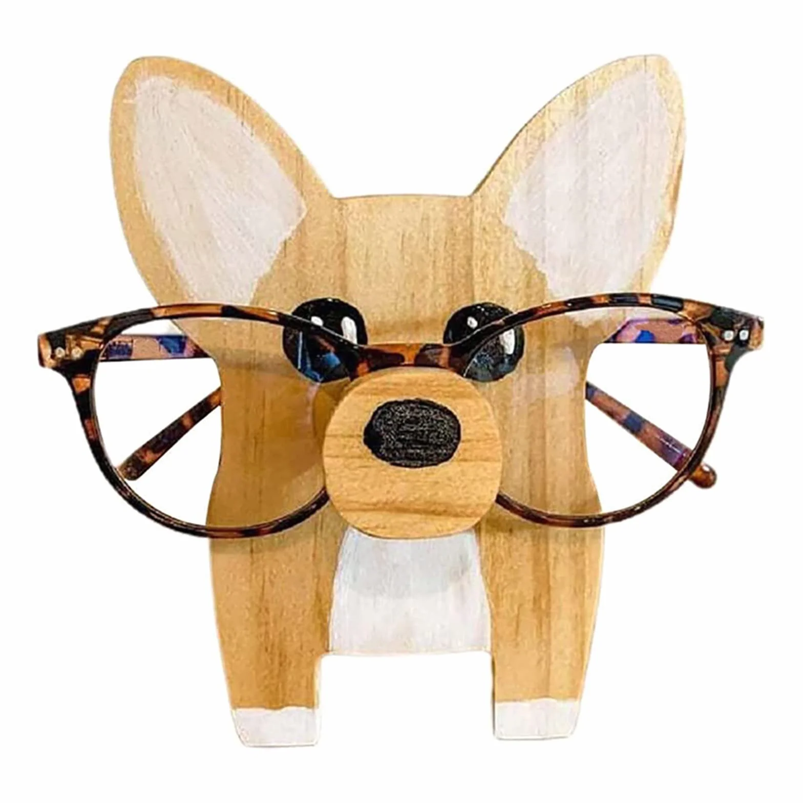 Drewniany uchwyt na okulary ze zwierzętami, ręcznie wykonany uchwyt na okulary w kształcie corgi stojak na okulary przeciwsłoneczne stojak ekspozycyjny do domu biura akcesoria dekoracyjne