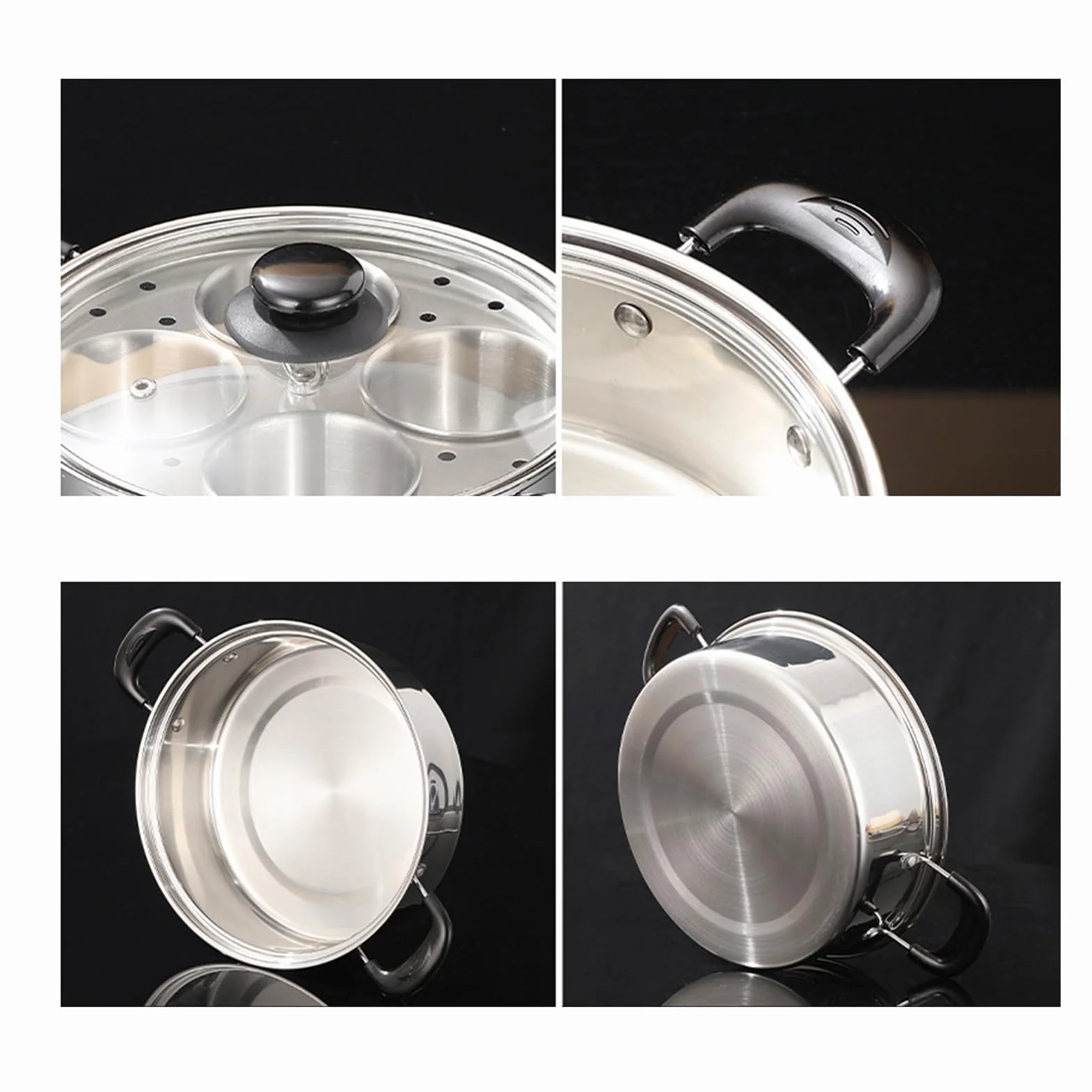 Stainless Steel Egg Poacher, 4-Cup Non-Stick Steamer, 7.87-Inch Diameter Poached Egg Maker, Rust-Resistant Kitchen Cooker, Elegant Breakfast Pan with Modern Style, Cooking Gear for Brunch