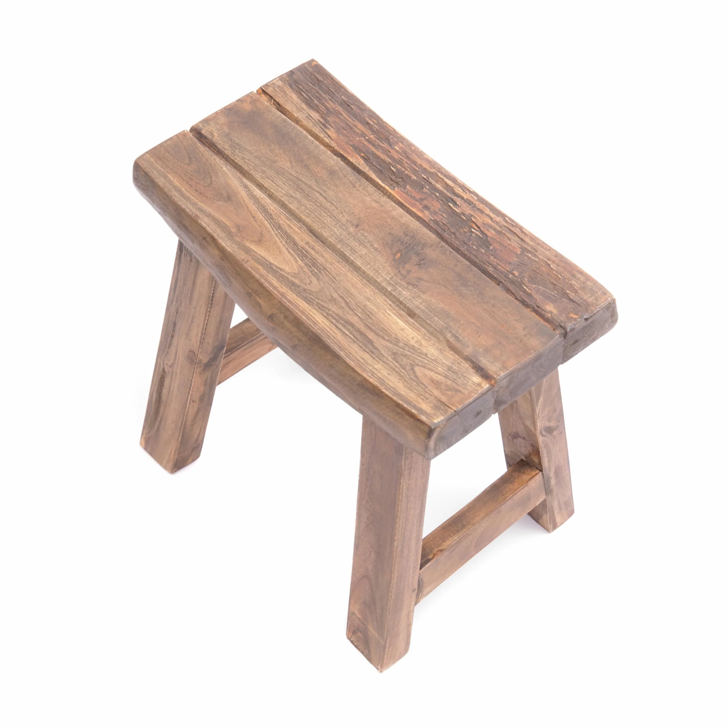DESIGN DELIGHTS Rustykalny stołek z drewna tekowego | Brązowy | Dla roślin pomocniczych | Drewno