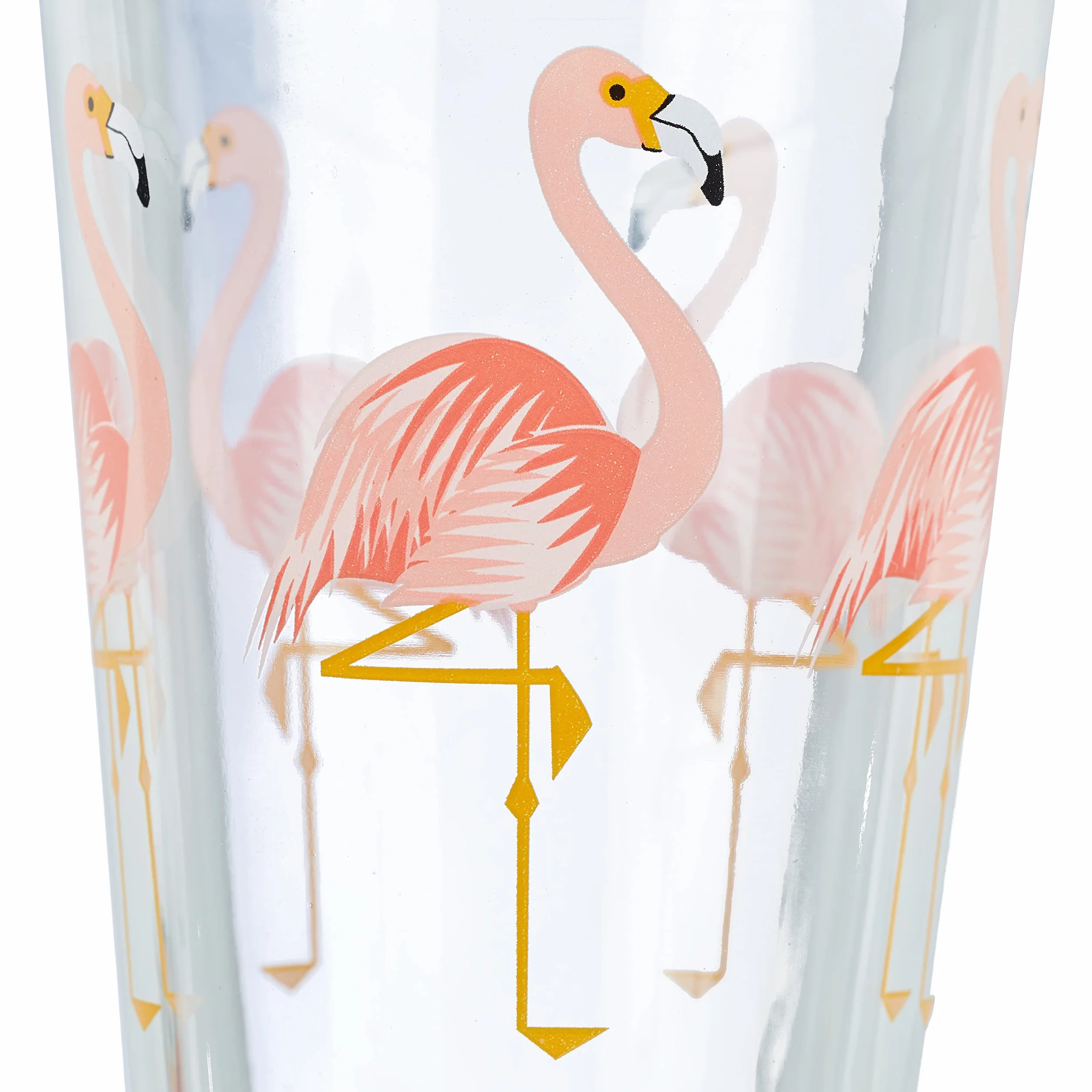 Relaxdays Szklane kubki z pokrywką i słomką, zestaw 4 szklanek do flaminga, 450 ml, nadają się do mycia w zmywarce, przezroczyste