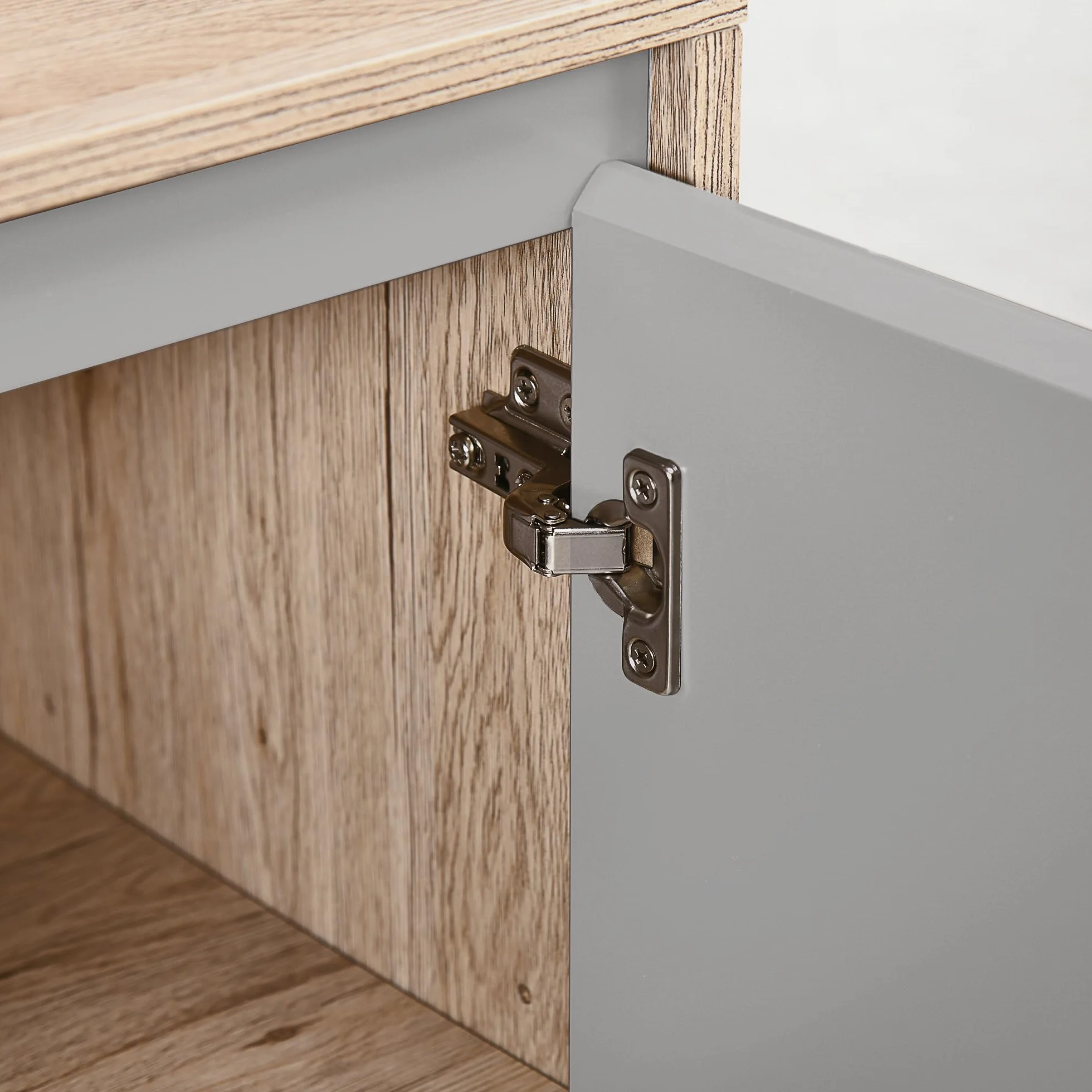 HOMCOM Szafka łazienkowa pod umywalką - Szafka pod umywalkę - 2-drzwiowa szafka z półką - N. 60L x 30 l x 59,8H cm - Płyta wiórowa jasny dąb szary