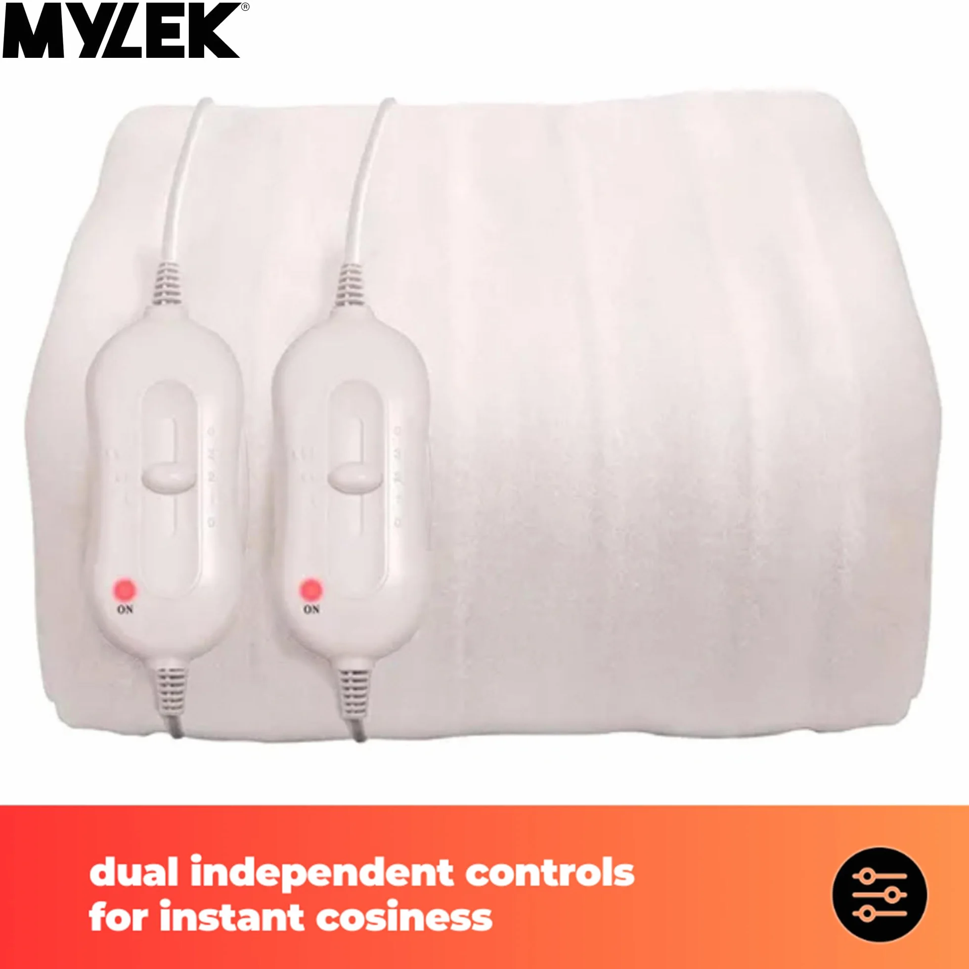 Mylek Koc elektryczny na łóżko super king-size, dopasowany, podgrzewany pokrowiec na materac, podwójna kontrola, z elastyczną spódnicą, rozmiar 203 x 182 cm x 40 cm, ochrona przed przegrzaniem,