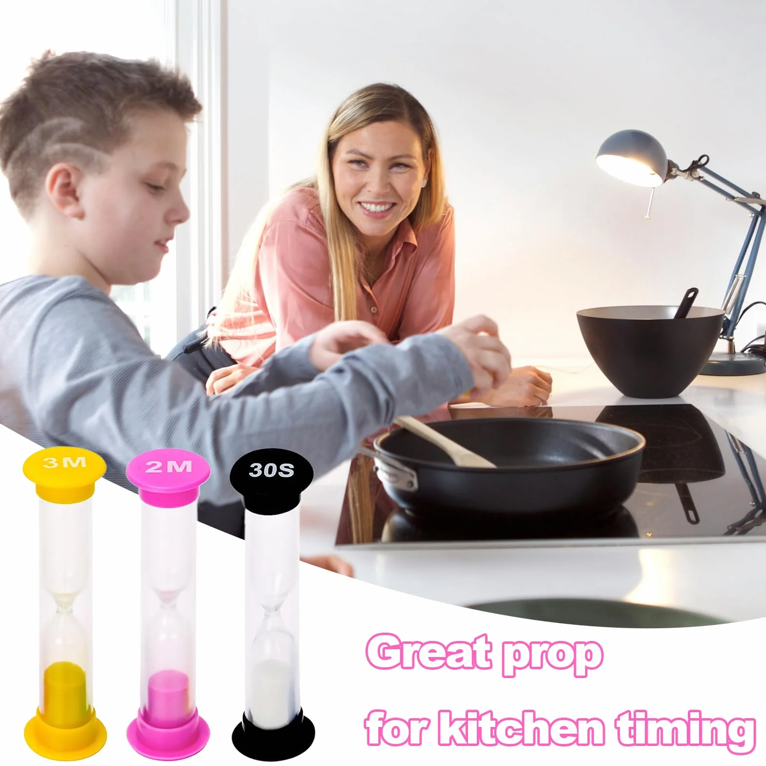 Klepsydra zestaw 6 sztuk 30 sek. / 1 min / 2 min / 3 min / 5 min / 10 min, dla dzieci, do szkoły, biura, aktywności sterowane czasowo