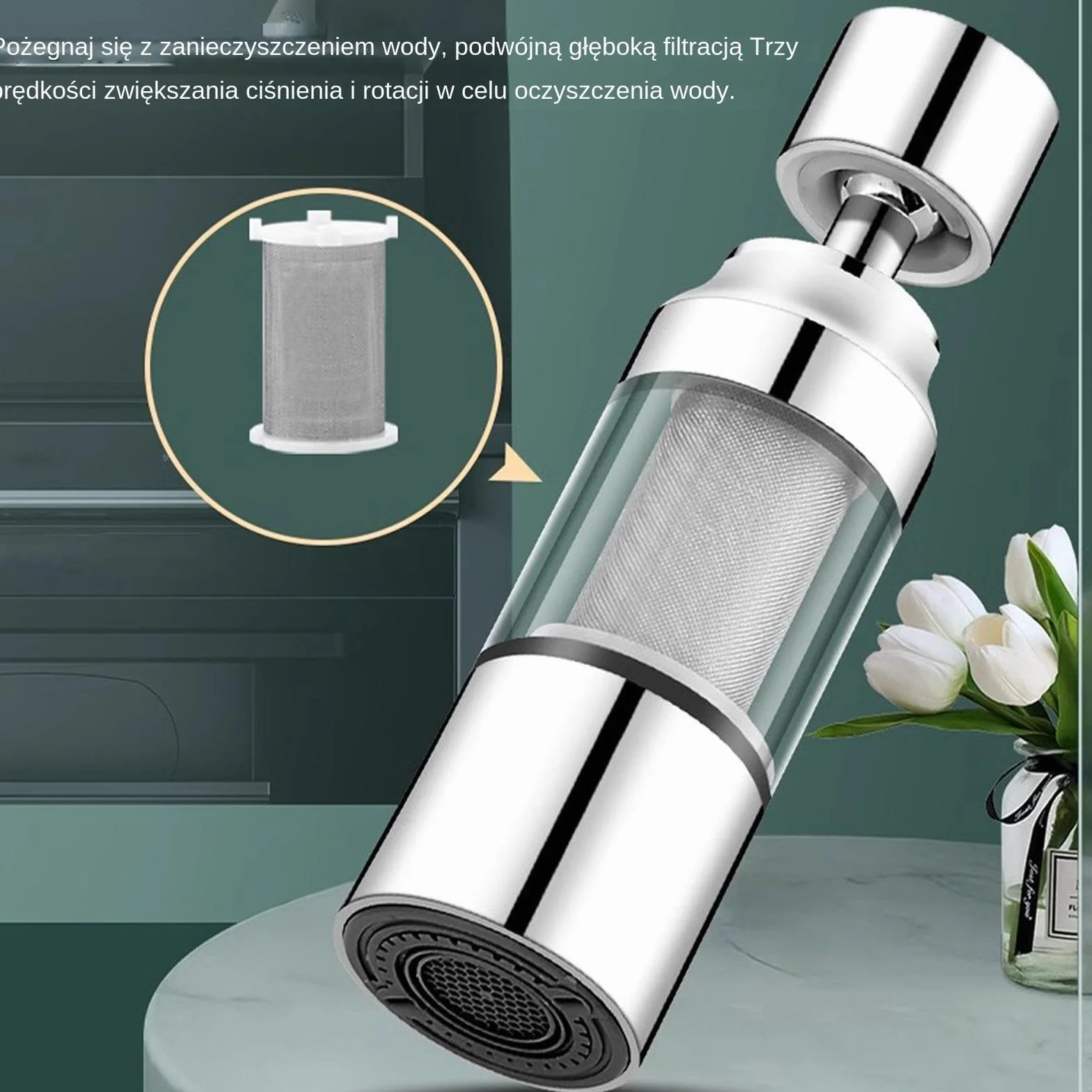 Filtr zlewu łazienkowego, kran zlewu filtr wody,Filtr Tap 360 stopni obrotowy oczyszczacz zlewu - Wyczyść 3 tryby filtracji kranu do RV, łazienki, hotelu
