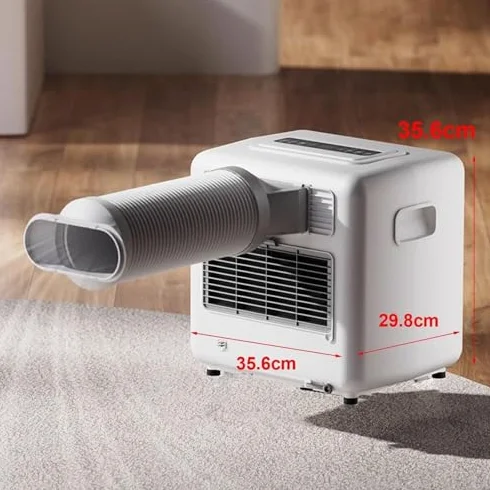 Przenośny klimatyzator z 3 wężami, silne chłodzenie wiatrem w stylu Jet-Style do małych pomieszczeń, panel dotykowy i szeroki przepływ powietrza 180, bez instalacji okiennej, do sypialni/biura
