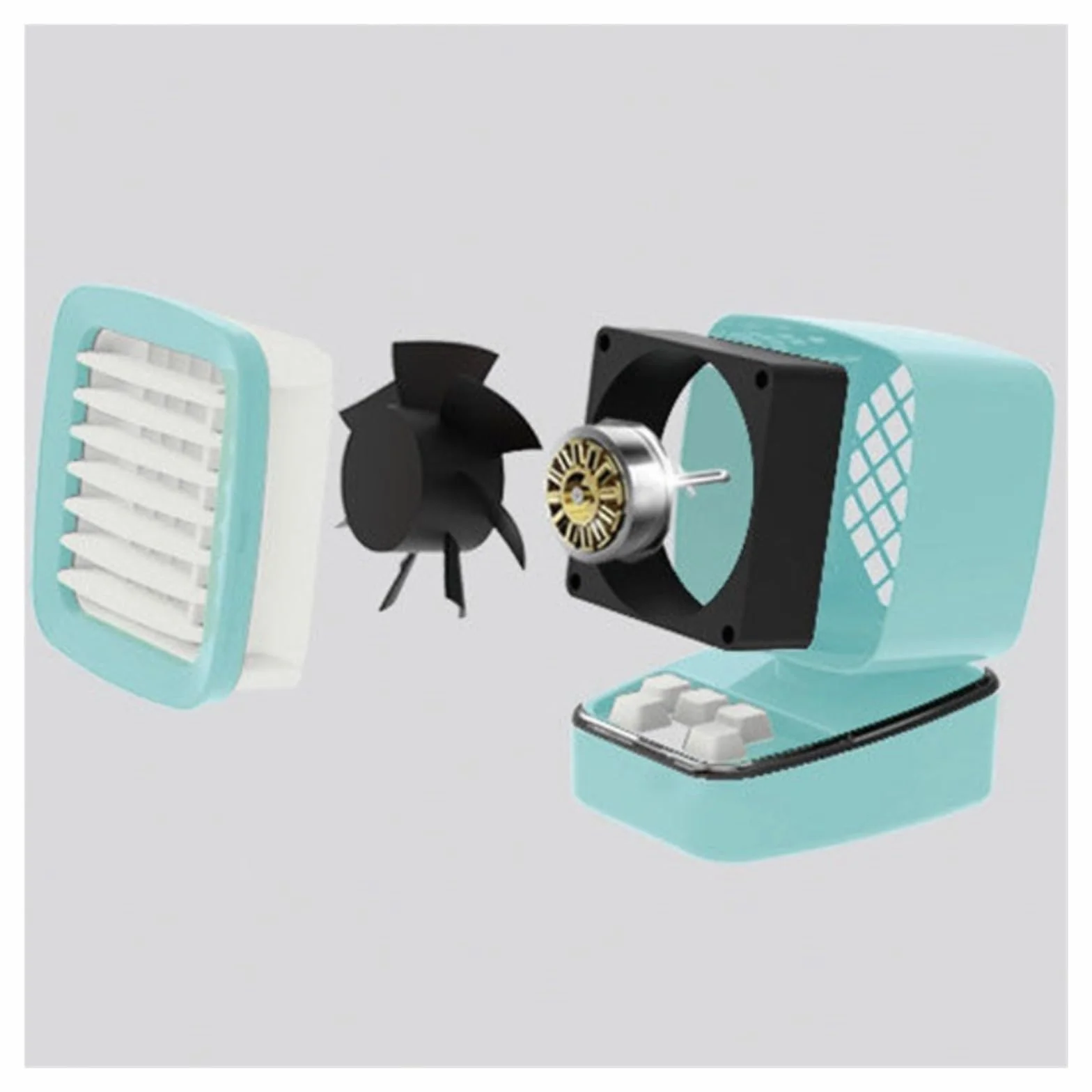 Przenośny wentylator klimatyzacji Miniwentylator Inspirowany Konsolą Do Gier W Stylu Retro Z Funkcją Mgiełki Do Szybkiego Chłodzenia Do pokoju, domu, biura (Color : Blue)