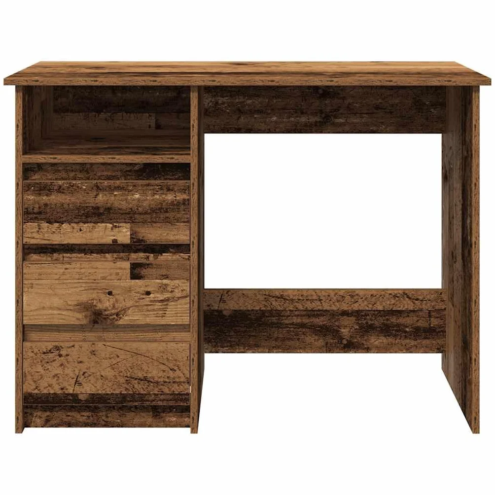 Biurko o wyglądzie starego drewna z materiału drewnopochodnego 102 x 50 x 75 cm, blat stołu z miejscem do przechowywania, do komputera, gabinetu, biura, domu, porządku