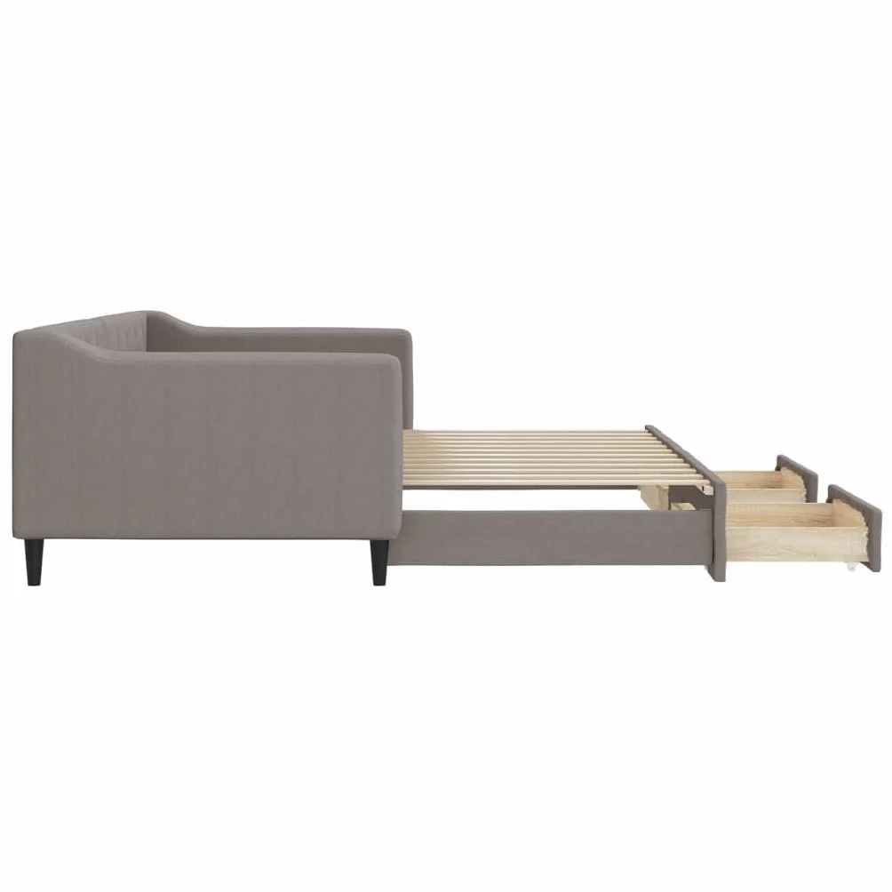 vidaXL Sofa rozsuwana z szufladami, taupe, 90x200 cm, tkanina