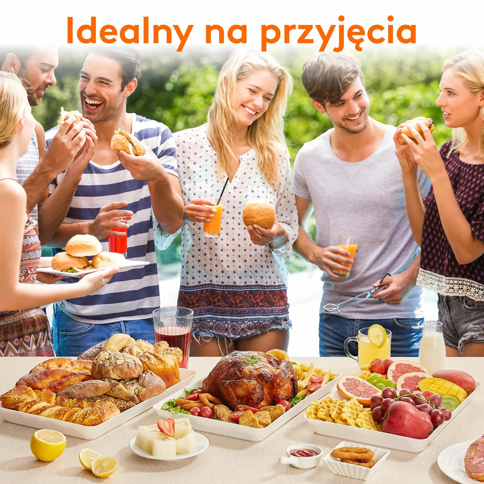 Lifewit Plastikowa taca do serwowania, półmiski do serwowania na imprezę, wolne od BPA wielokrotnego użytku tace na przekąski, żywność, ciasteczka, zestaw 4, 14,45" x 9,45"