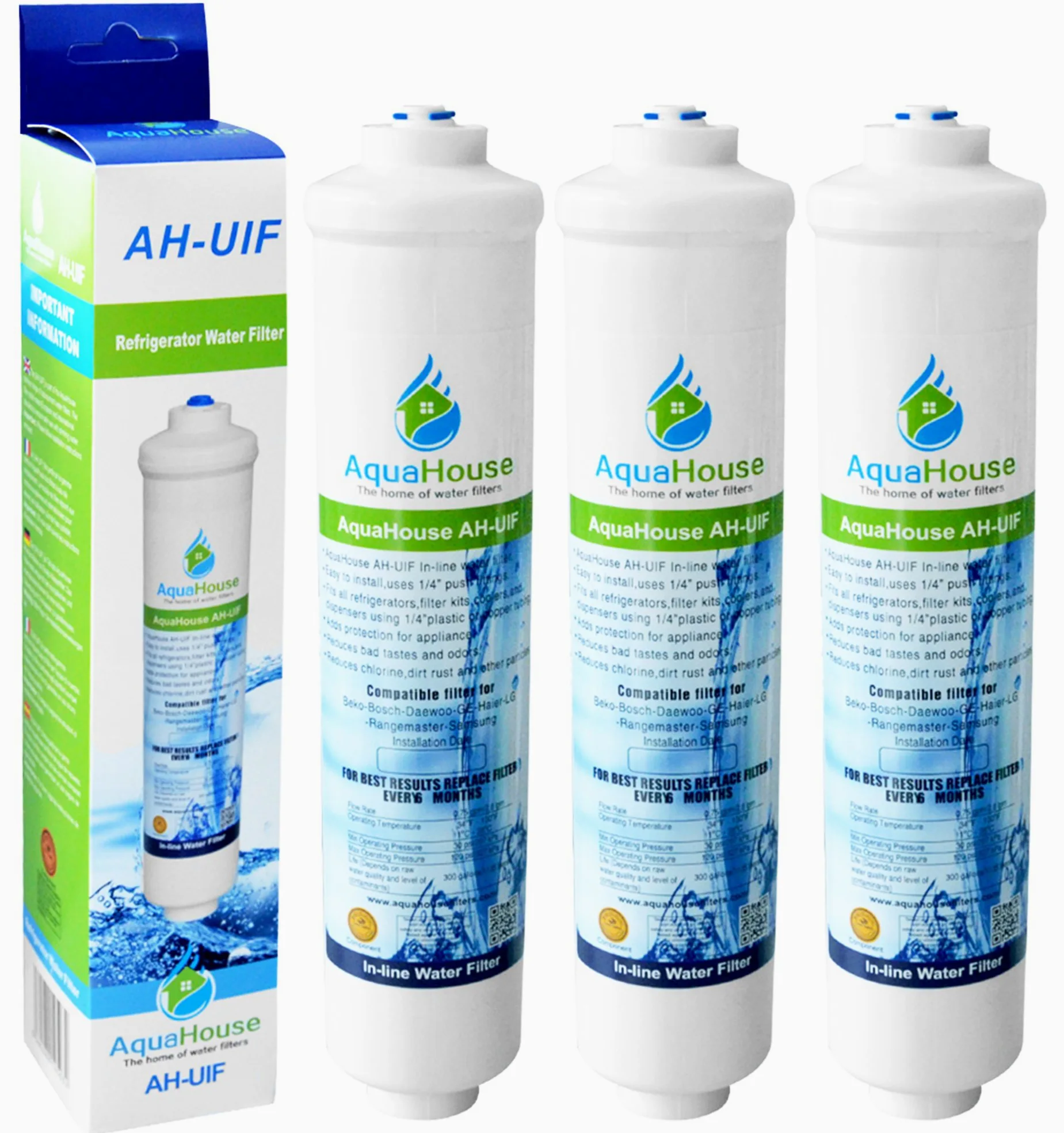 3X AquaHouse UIFS kompatybilny filtr wody do lodówki Samsung DA29-10105J HAFEX/EXP WSF-100 Aqua-Pure Plus (tylko filtr zewn?trzny)