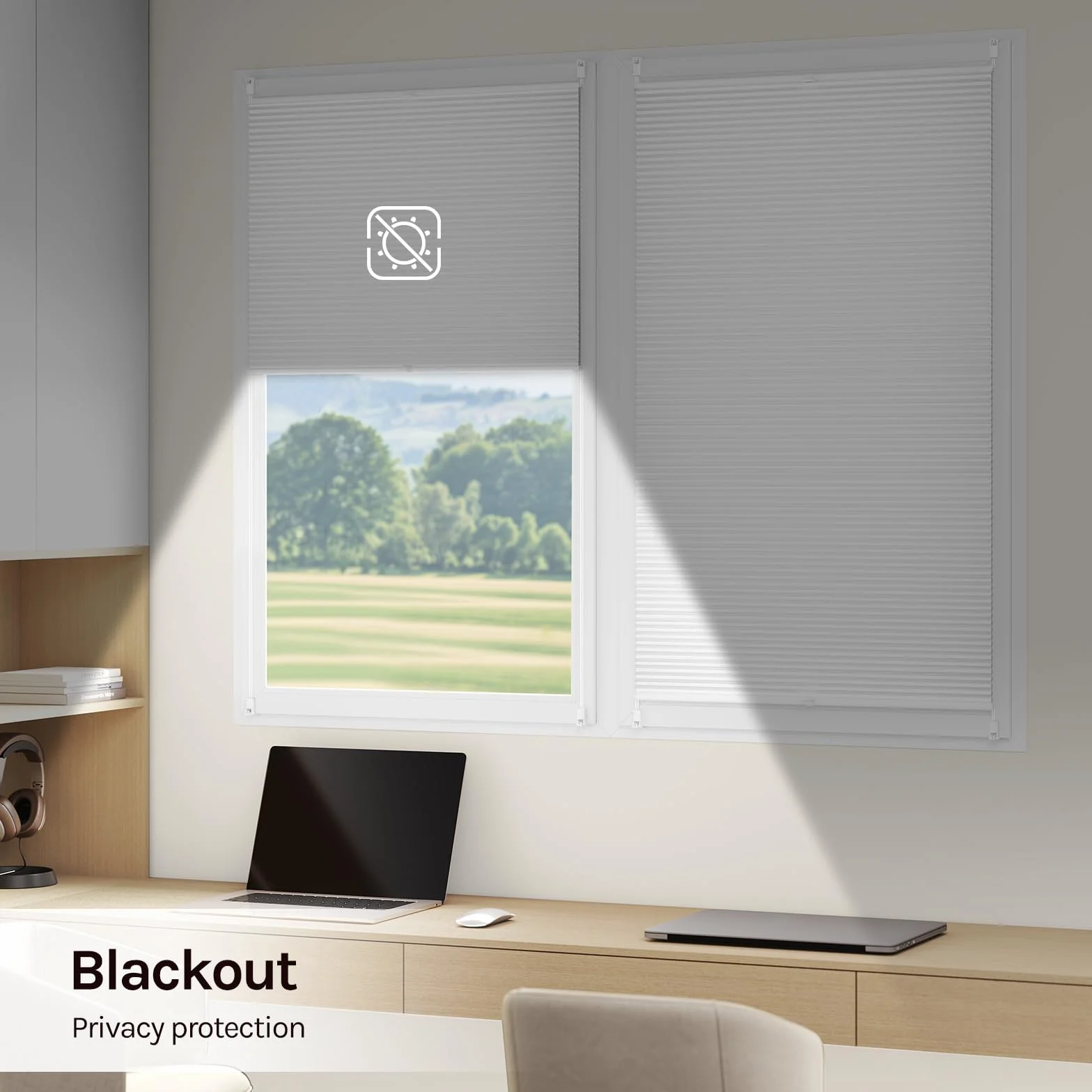 WOLTU Plisowana o strukturze plastra miodu Plisowany blackout nieprzezroczysty Faltrollo Klemmfix bez wiercenia ochrona przeciwsłoneczna ochrona przed odblaskami, 105x130 cm Biała
