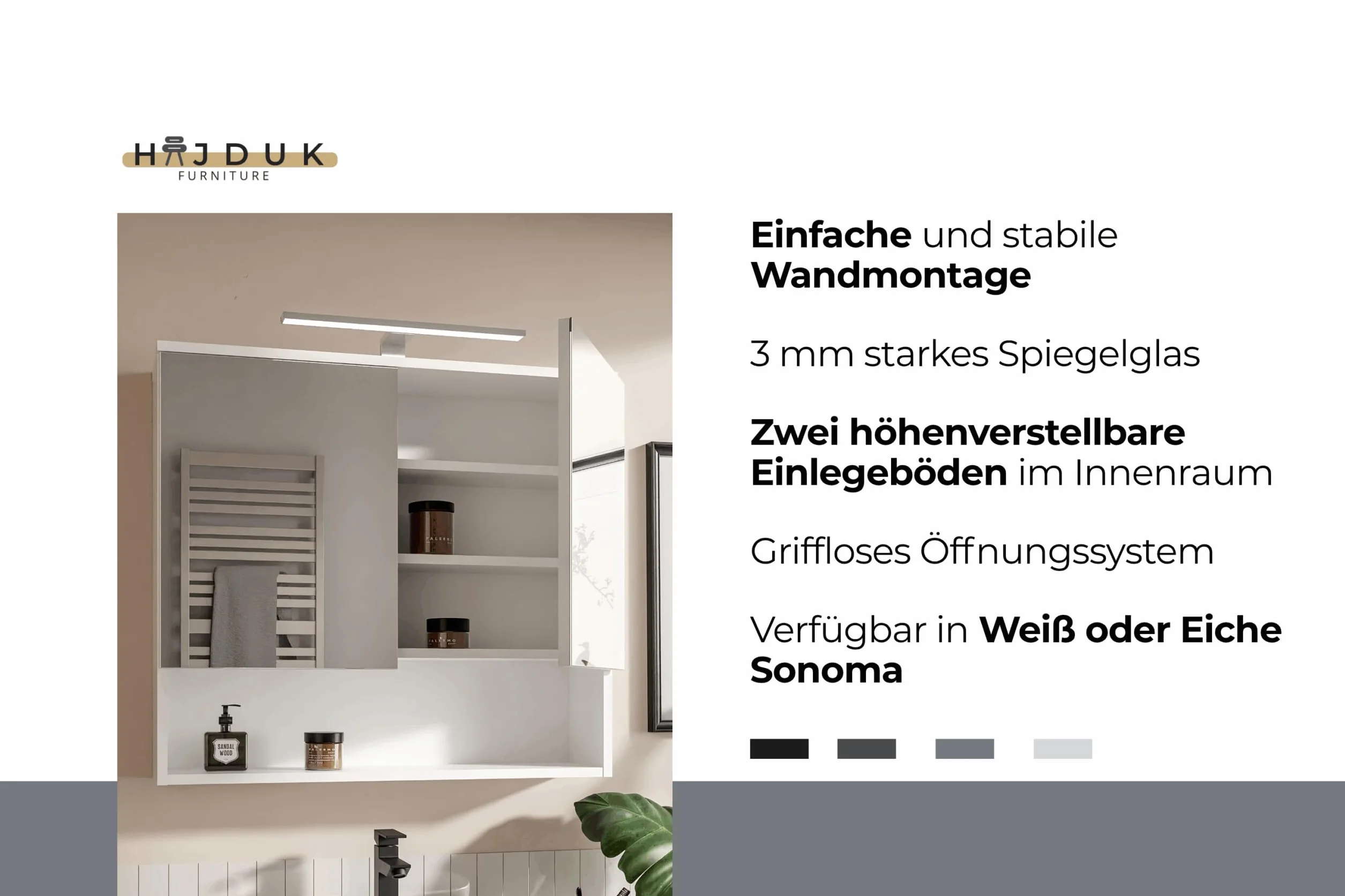 Szafka Łazienkowa LED Biała Mat Wisząca Dwudrzwiowa z Lustrem 78x70 cm Ciche Domykanie IP44