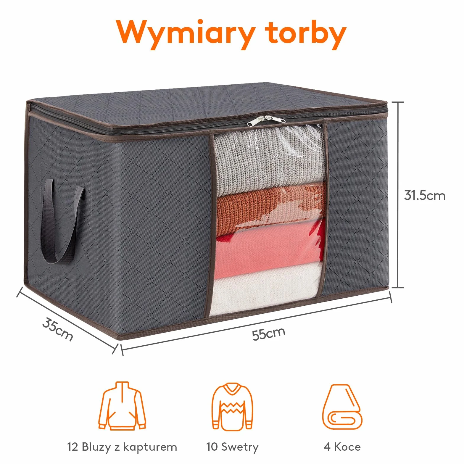 Lifewit Torba do Przechowywania Ubrań, Składany Pojemnik na Posciel, Duże Pudełka do Szafy na Kołdry Zabawki Ubrania, Under Bed Storage Boxes, 60 L, 4-Pack