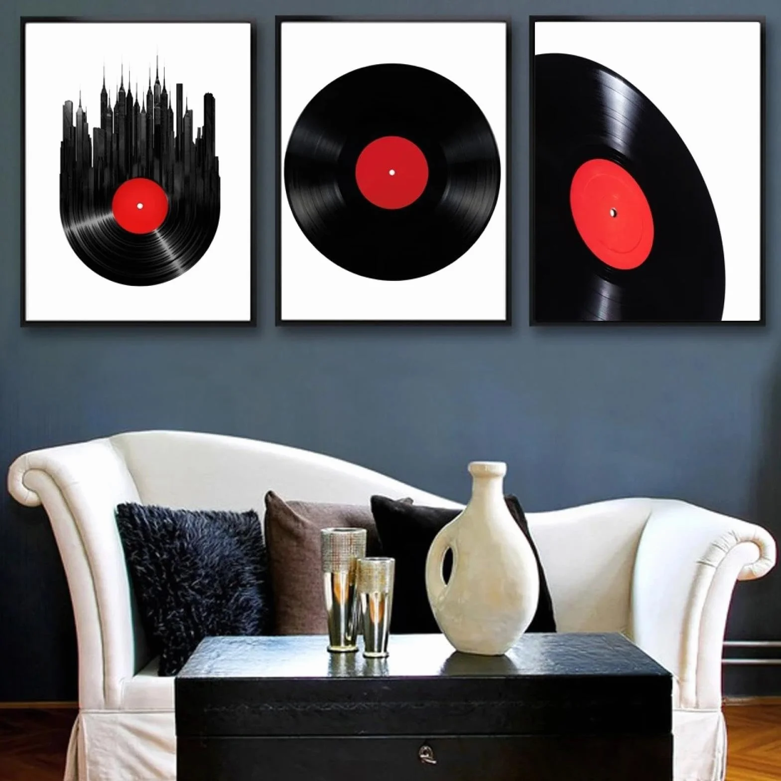 ZHAOLIN Nordyckie klasyczne płyty winylowe CD sztuka ścienna muzyka plakat obraz na płótnie druk nowoczesny minimalistyczny salon wystrój domu 60 x 90 cm (24 x 35 cali) x 3 bez ramy