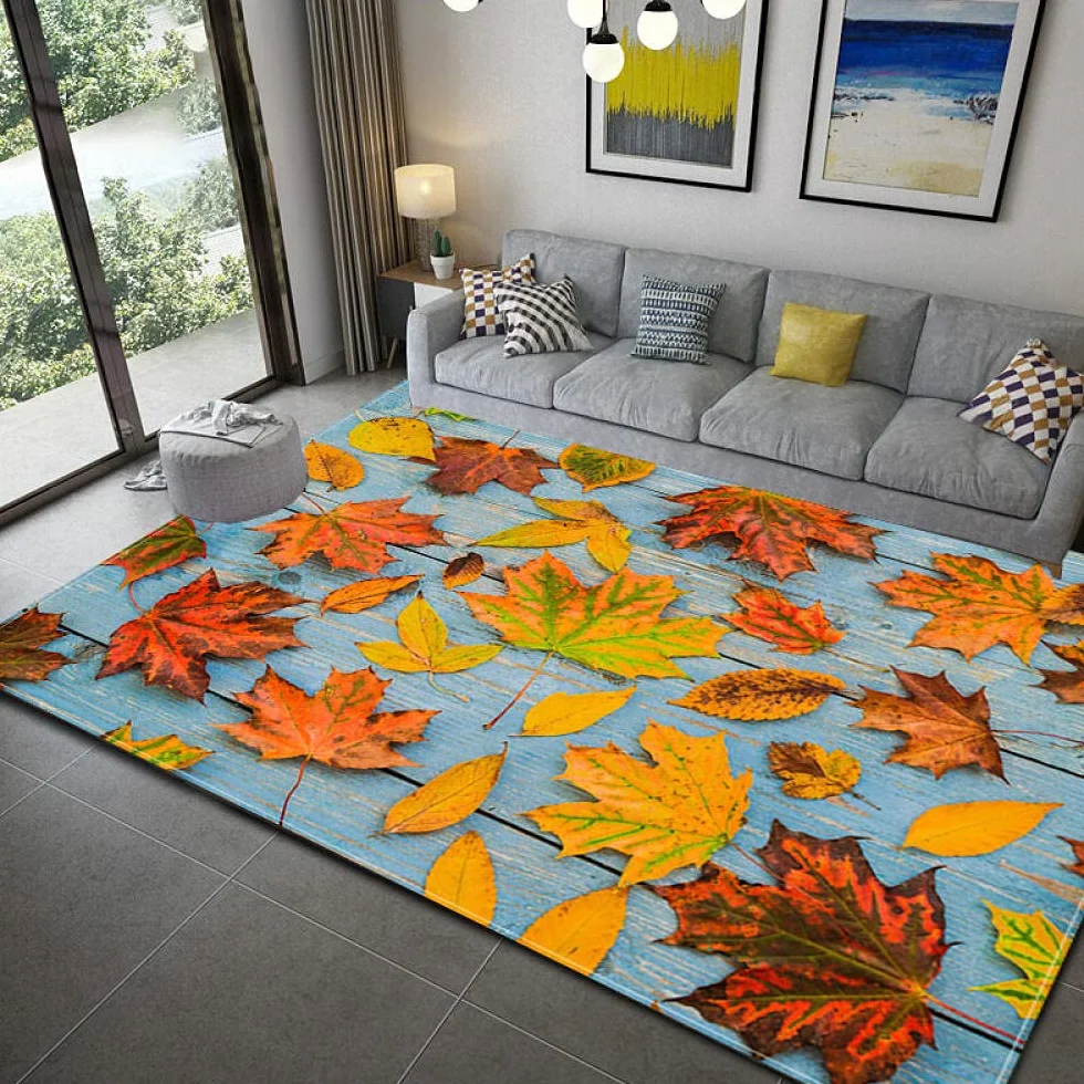 3D salon dywan deska drewniana liść klonu antypoślizgowe maty podłogowe dzieci maty dla raczkowania korytarz maty maty nocne home decoration