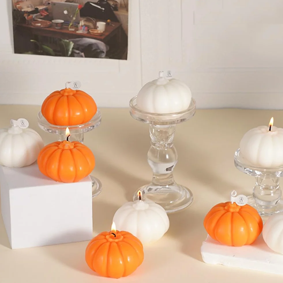 2 szt. Świeca dyniowa na Halloween Aromaterapia Świece Ręcznie robione Płonące Woskowe Świece, Święto Dziękczynienia Jesienne Dekoracje Sypialnia Dekoracja Stołowa