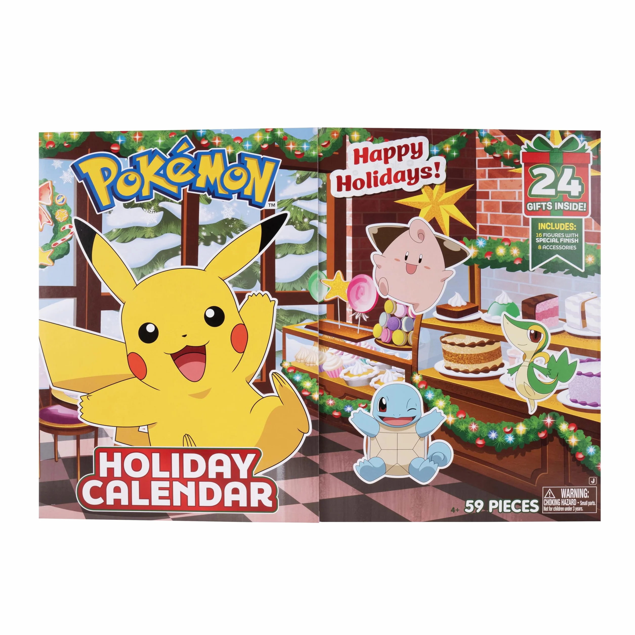 Pokémon X-mas Advent Calendar 2025 PKW4116 - Multicolor- Includes 16 pcs. of christmas themed Battle figures + 8 accessories - Official Pokemon Playset for children 4+
